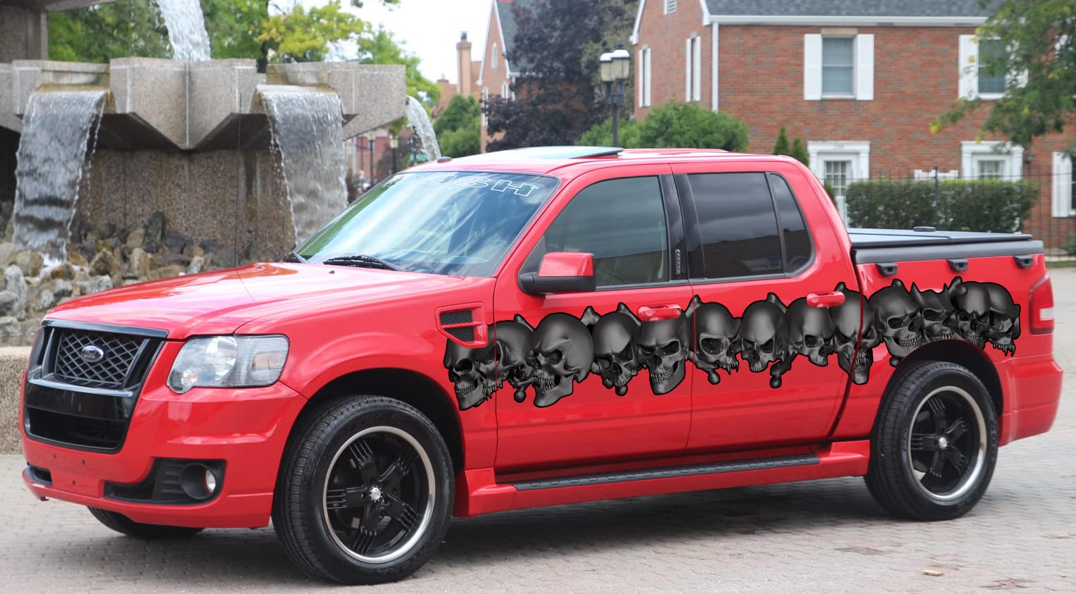 3D Skull Car Wrap Vinyl Decal - Tribal Skulls Street Racing Graphic Sticker (22x70 inches) - Perfect for Car Hood, Doors, Windows & Motorcycle Customization