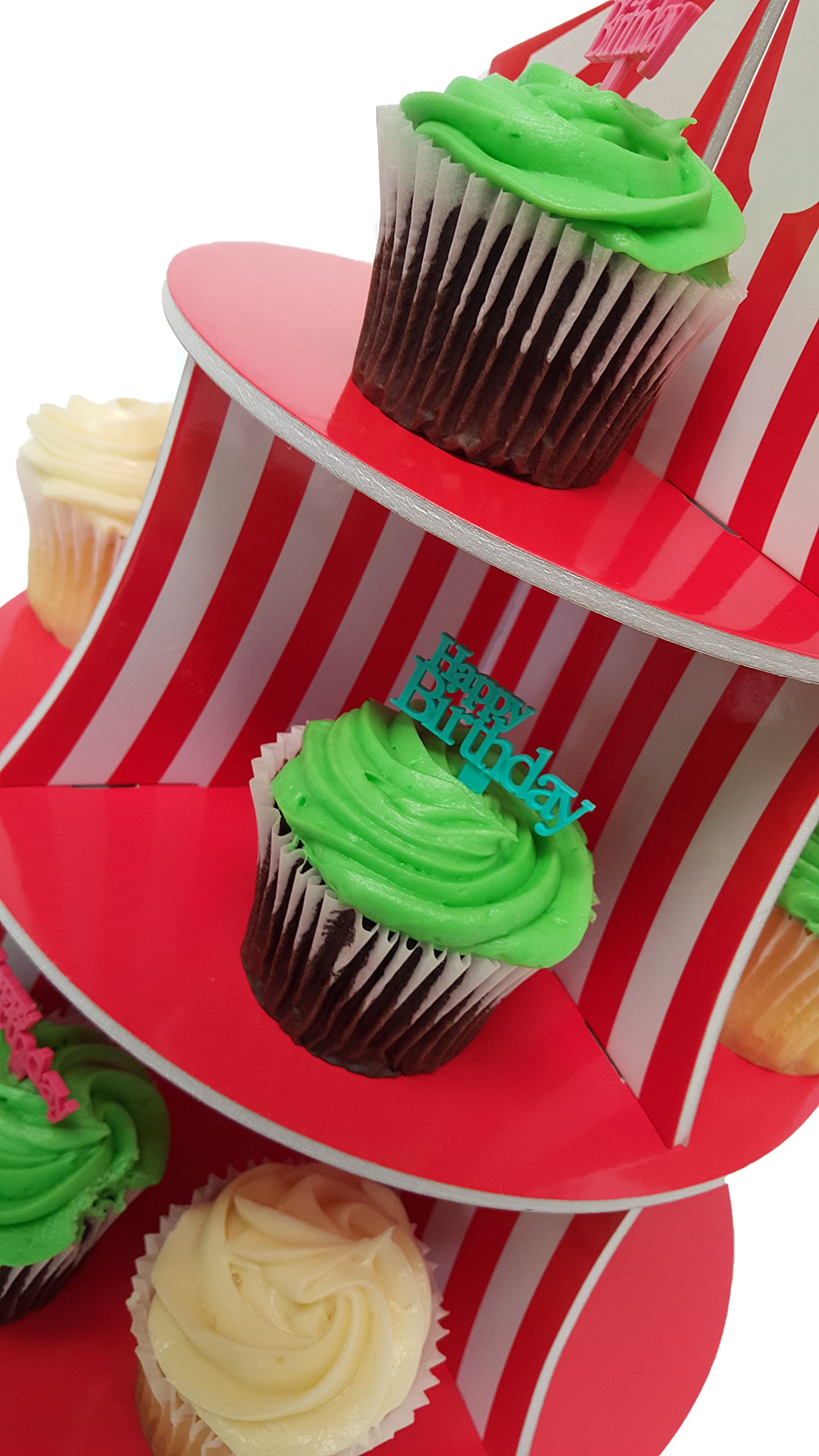 3-Tier Cupcake Stand for Parties - Carnival Themed Cupcake Serving Holder for Birthday, Wedding & Baby Shower Decorations