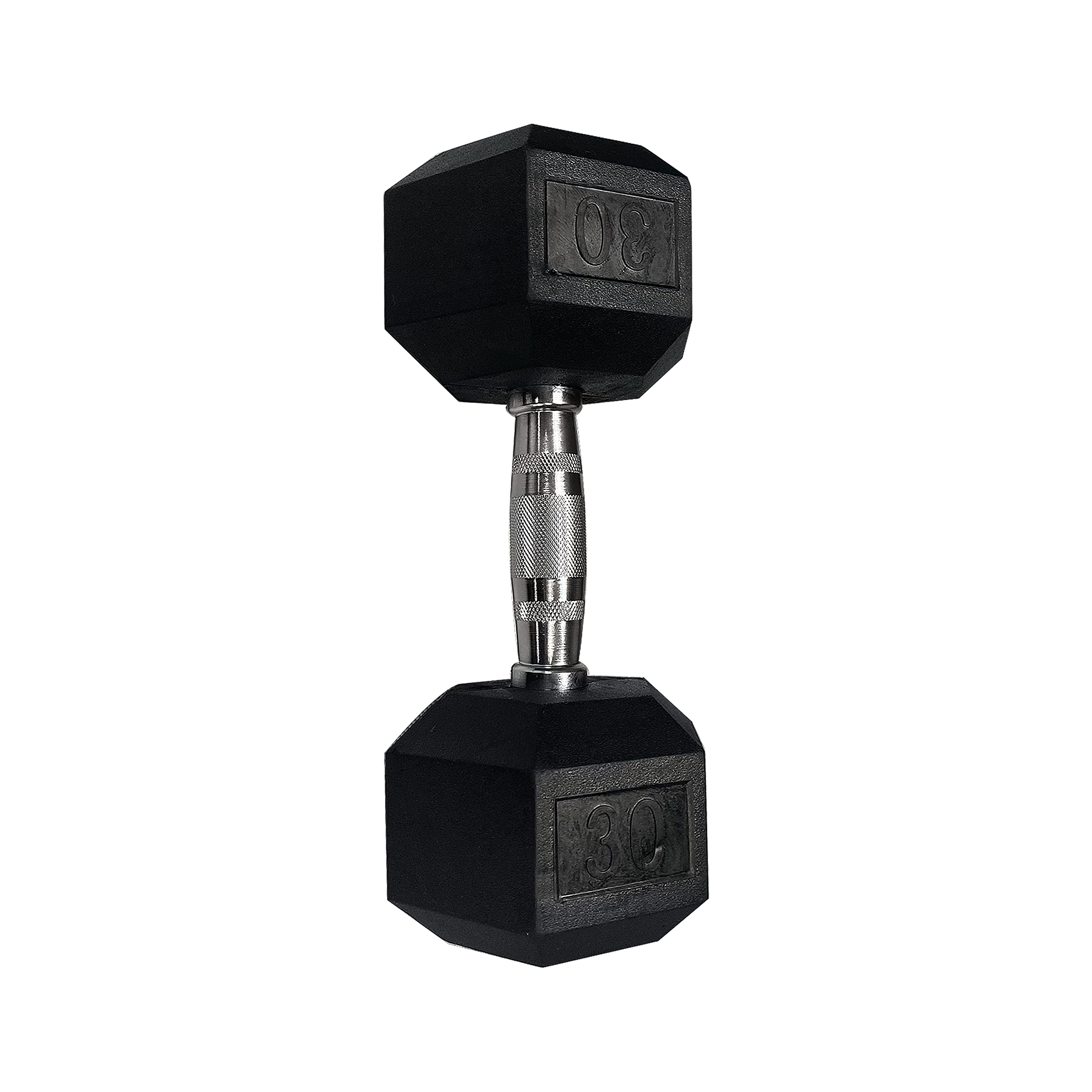 Single Hex Rubber Dumbbell with Metal Handles - Heavy Duty Workout Weights for Strength Training, Home Gym & CrossFit - Sold Individually or in Sets