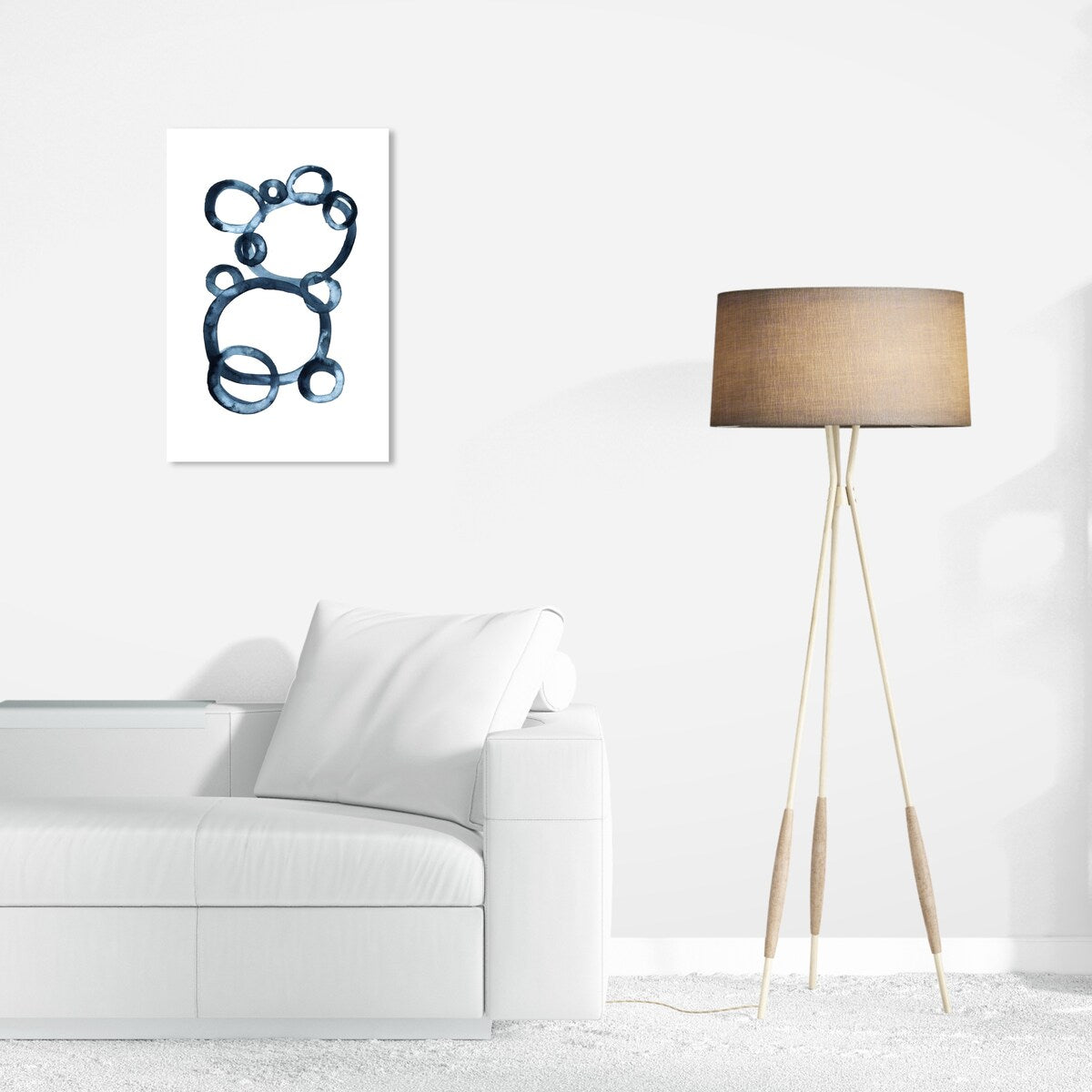 Bear Bubbles Canvas Wall Art - Modern Baby Bear Finger Painting Print - White Contemporary Nursery Decor for Boys Room - Perfect for Baby Showers & Kids Bedroom Decor