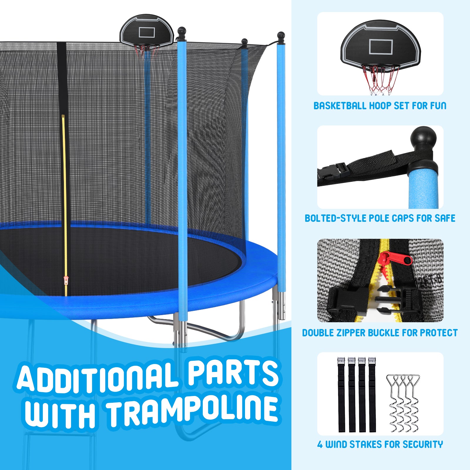 10 FT Outdoor Trampoline with Safety Enclosure Net & Basketball Hoop - Perfect for Backyard Fun, Kids Play, and Family Fitness Activities