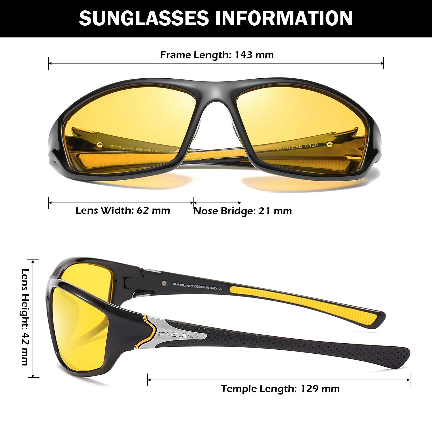 FAGUMA Polarized Sports Sunglasses for Men - UV400 Protection for Cycling, Driving & Fishing - Lightweight Comfort for Outdoor Activities