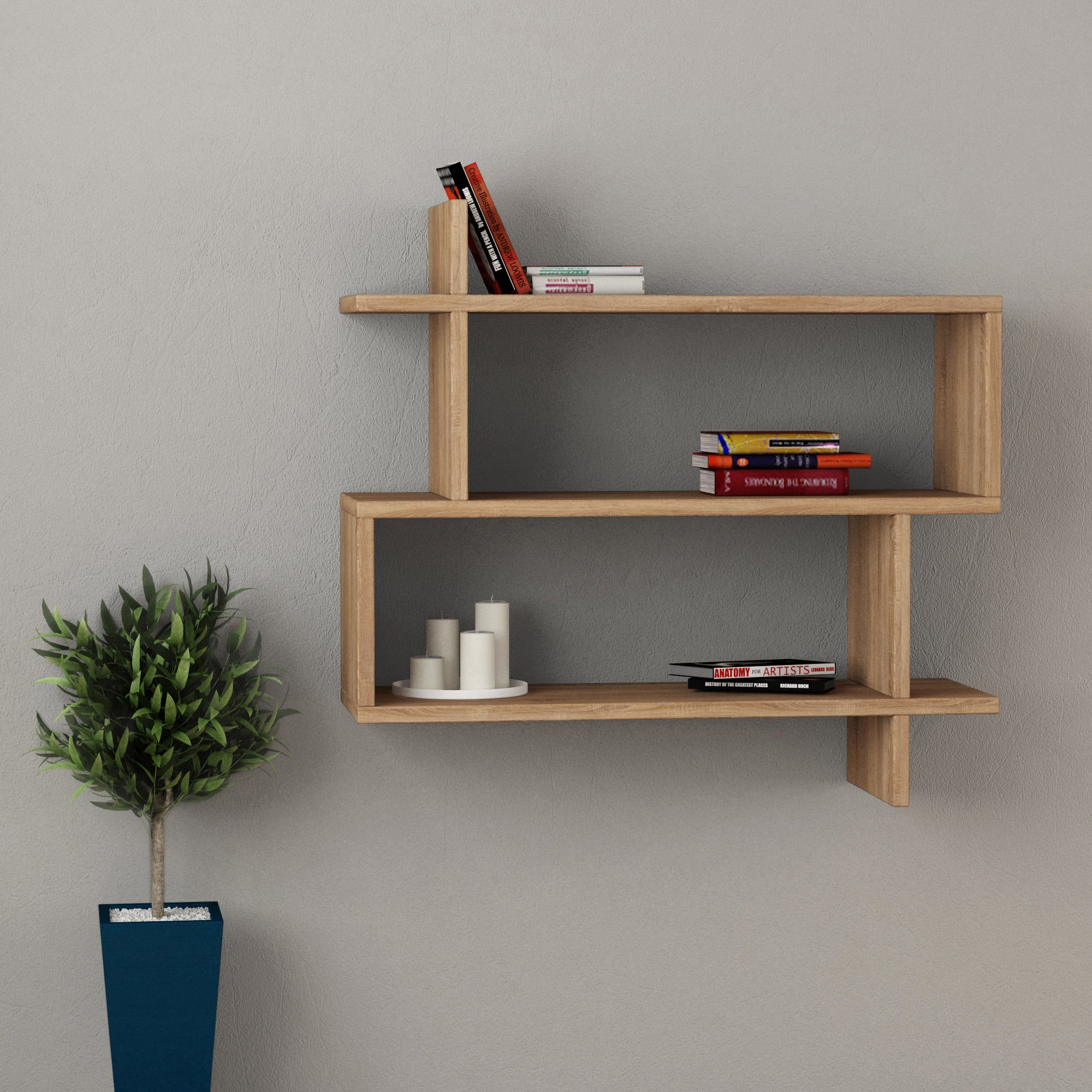 Carbeck Wall Shelf - Floating Shelves for Living Room, Bedroom, Kitchen | Modern Wooden Wall Storage & Display Shelves for Home Decor, Books, Plants & Photos | Easy to Install & Space-Saving Solution