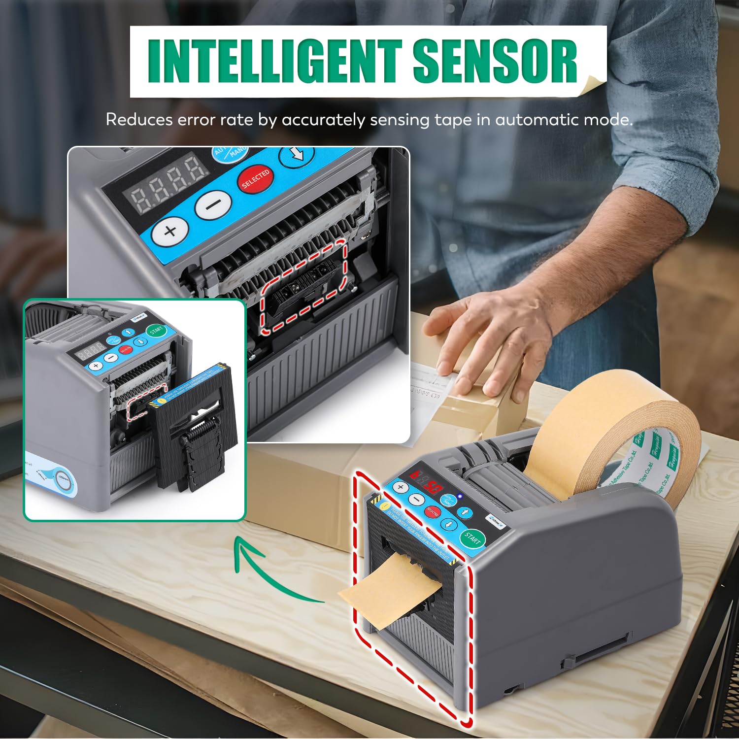 Electric Tape Dispenser & Cutter - Automatic/Manual Mode, 39