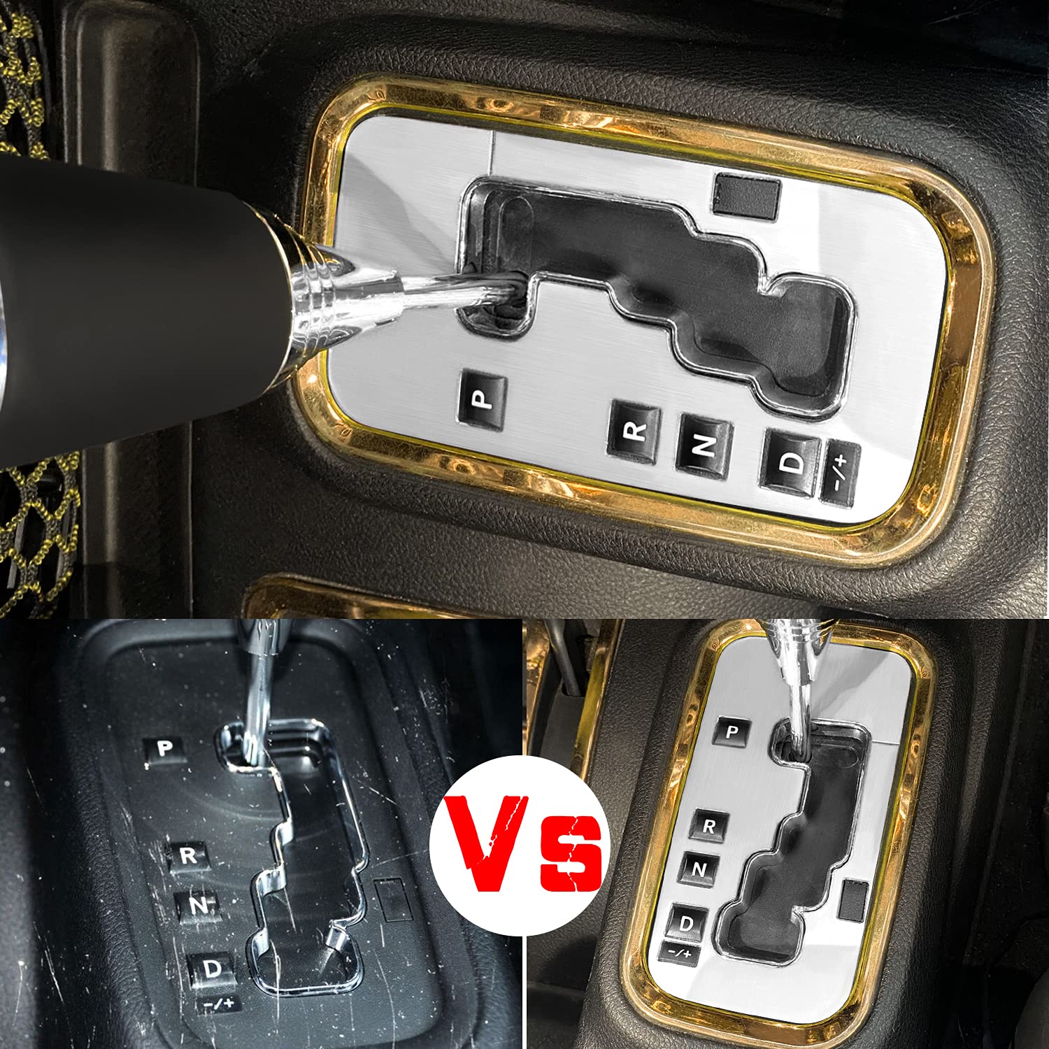 Jeep Wrangler Gear Shift Box Frame Cover Trim Sticker - Aluminum Inner Accessories Protection Compatible with 2012-2018 Models (Silver) | Interior Upgrade & Off-Road Protection