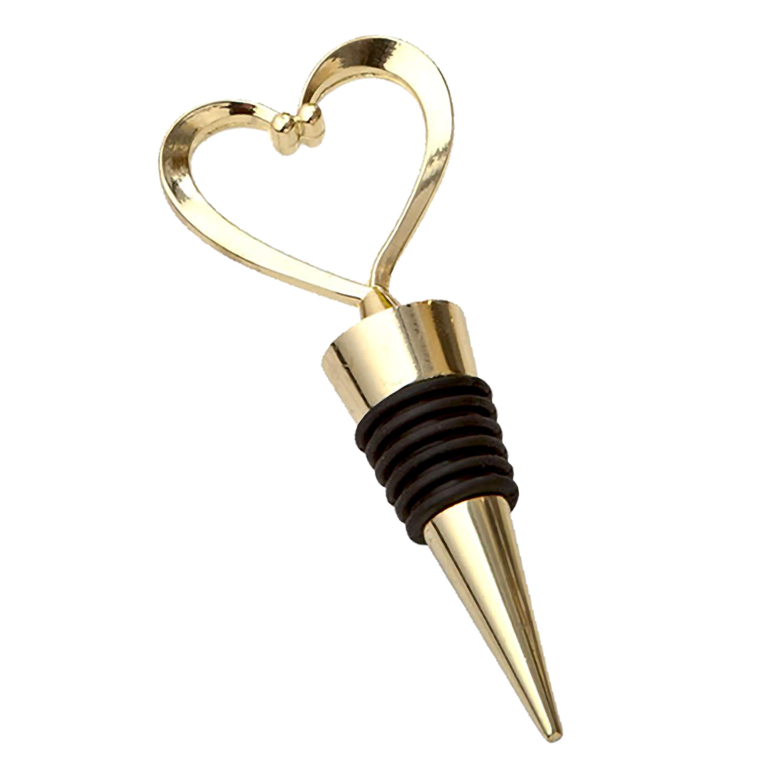 FASHIONCRAFT 1966 Heart Wine Bottle Stopper - 36 Pack Gold Love Design Metal Cork Topper with Rubber Plug for Wedding Favors, Bridal Shower, Party Gifts | Elegant Beverage Saver for Romantic Dinners, Anniversary Celebrations & Hostess Gifts