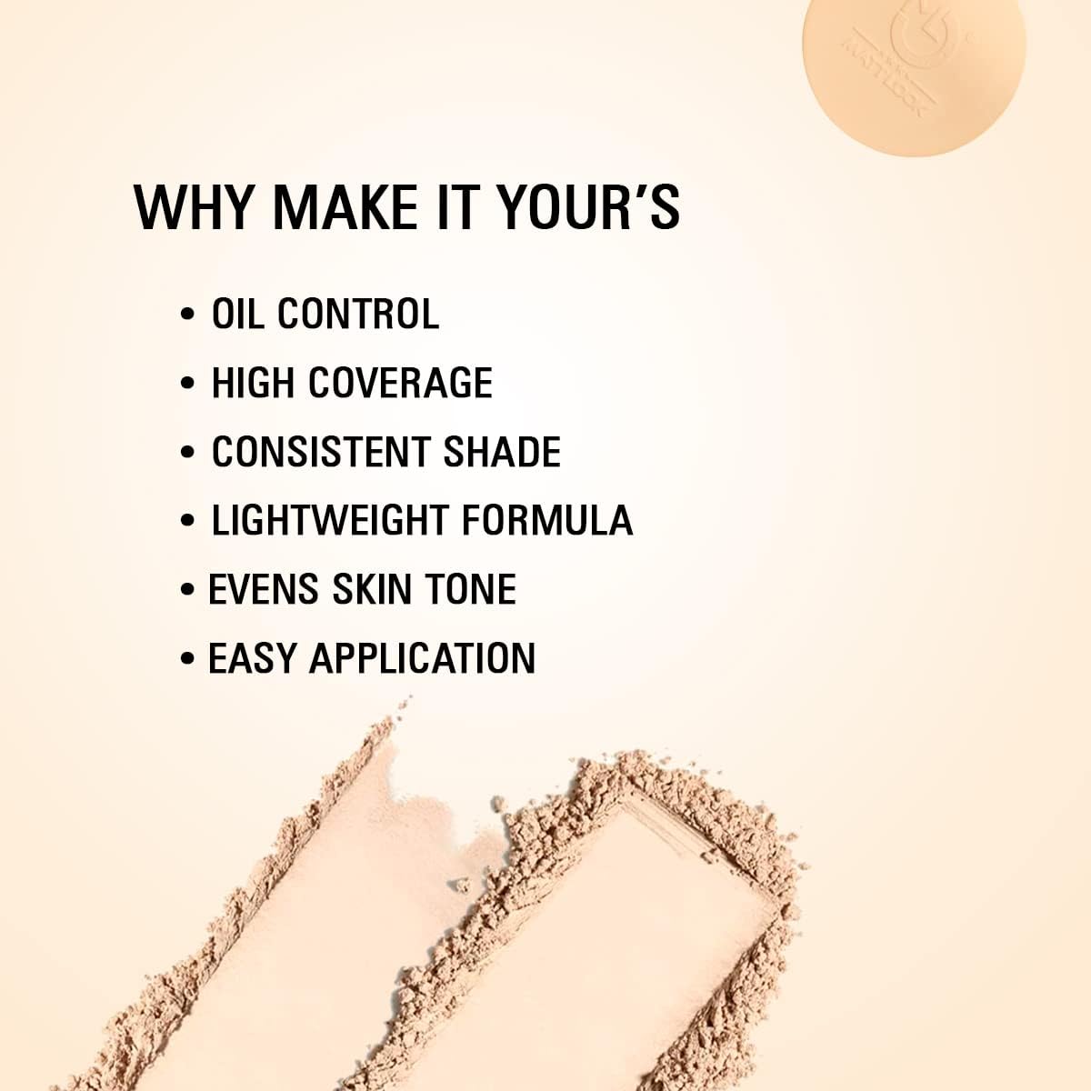 MATT LOOK CC Oil Control Pressed Powder - Long Lasting Matte Finish Makeup for All Skin Types | Moisturizing, Shine Control & Smooth Complexion | Sets Makeup Without Flaws | Perfect for Daily Wear, Office & Special Occasions (20g, Fair)