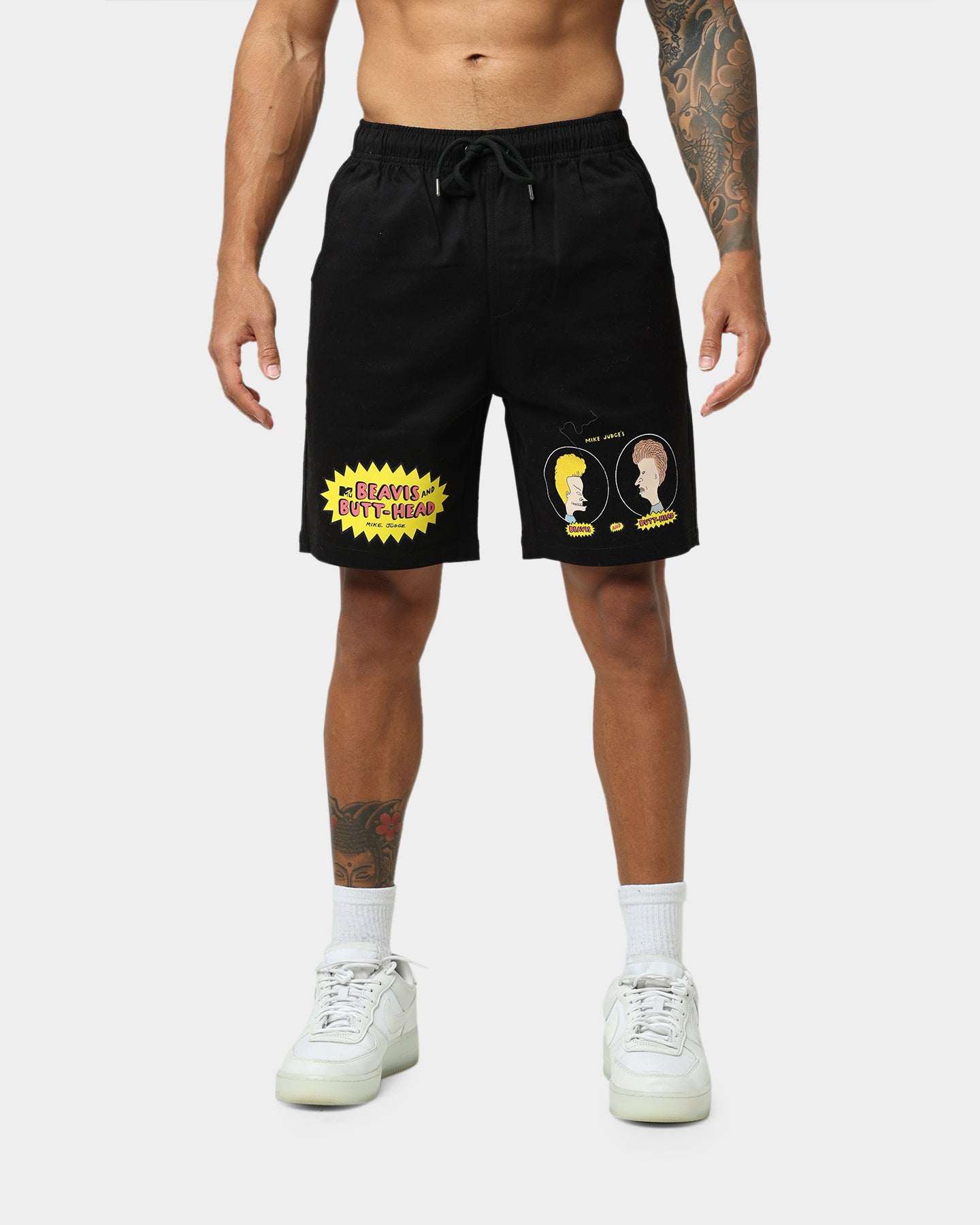 American Thrift X Beavis & Butthead Opening Face Graphic Shorts - Black Cotton Casual Shorts for Men | Perfect for Summer Outfits, Lounge Wear & Fan Merchandise