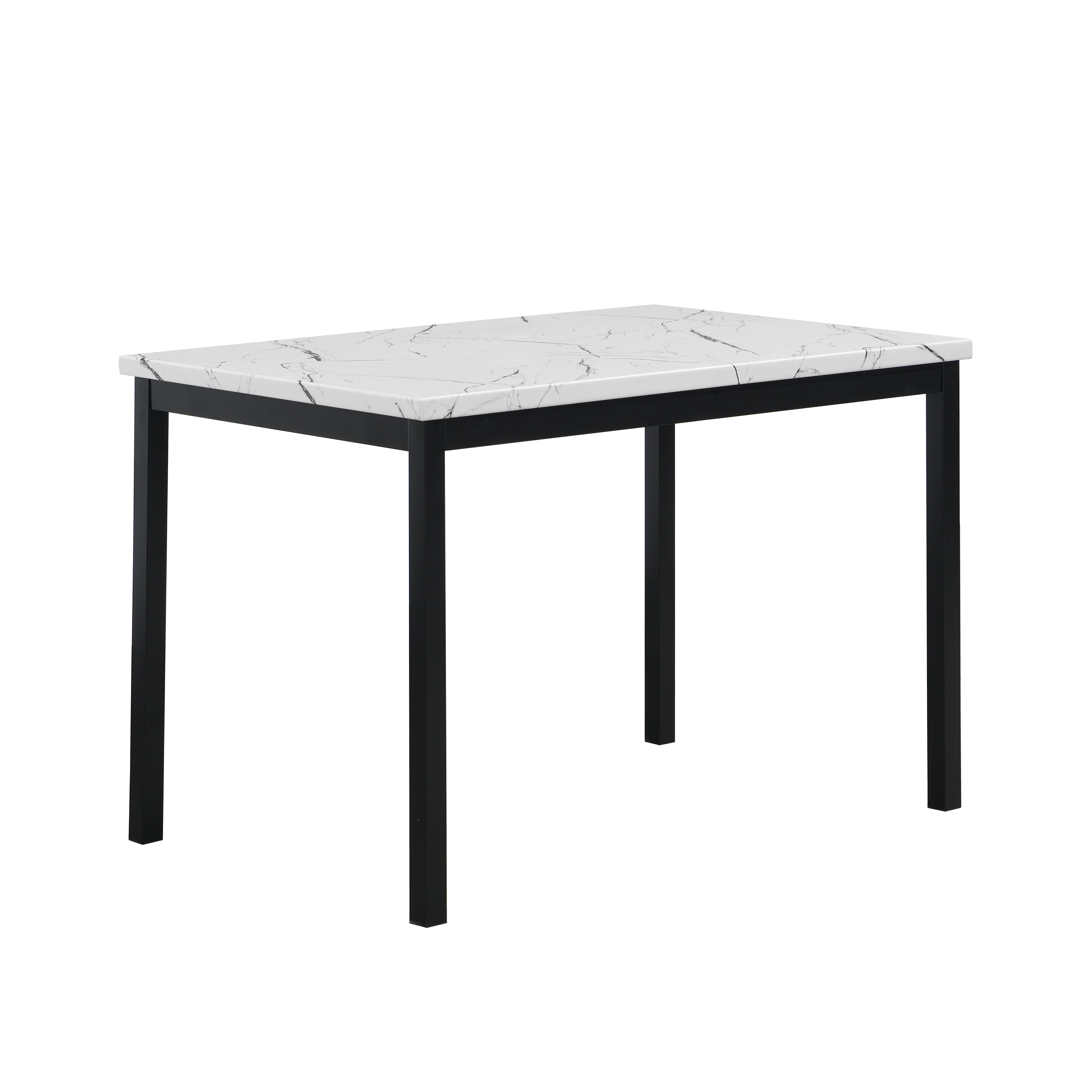 Roundhill Furniture Noyes Metal Dining Table with Laminated Faux Marble Top - Modern Kitchen & Dining Room Table for Small Spaces, Breakfast Nook, and Apartment Living