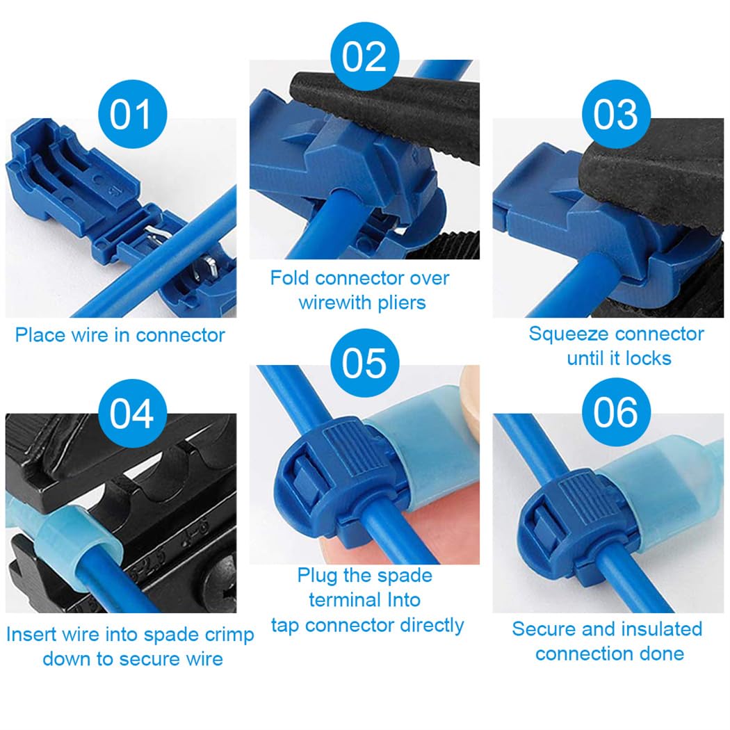 3 Way Quick Splice Electrical Wire Connectors - T Tap Wire Terminals, IDC 314-Box, Quick Disconnect Kit for Automotive, Home & DIY Electrical Projects - Secure Wire Connection Solution for Car Audio, Lighting & Appliance Wiring