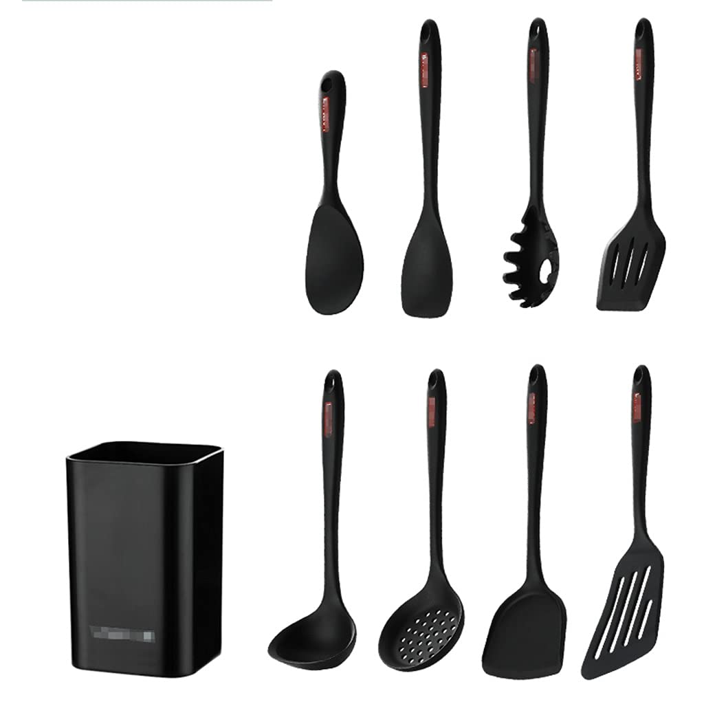 QIAOLI 12-Piece Silicone Cooking Utensils Set - Heat-Resistant Non-Stick Kitchen Tools with Spatula, Spoon & More - Perfect for Baking, Frying & Everyday Cooking (Black)