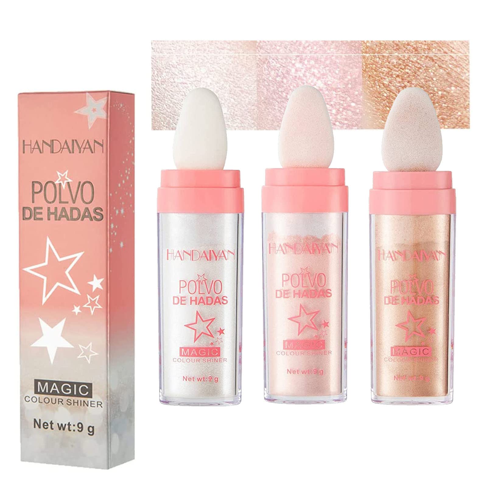Glamaz Highlight Powder Stick - 3 Colors Body Glitter, Shimmer Makeup for Eyes Face & Body | Fairy Dust Highlighter | TikTok & Instagram Glow Makeup | Perfect for Parties, Festivals & Cosplay