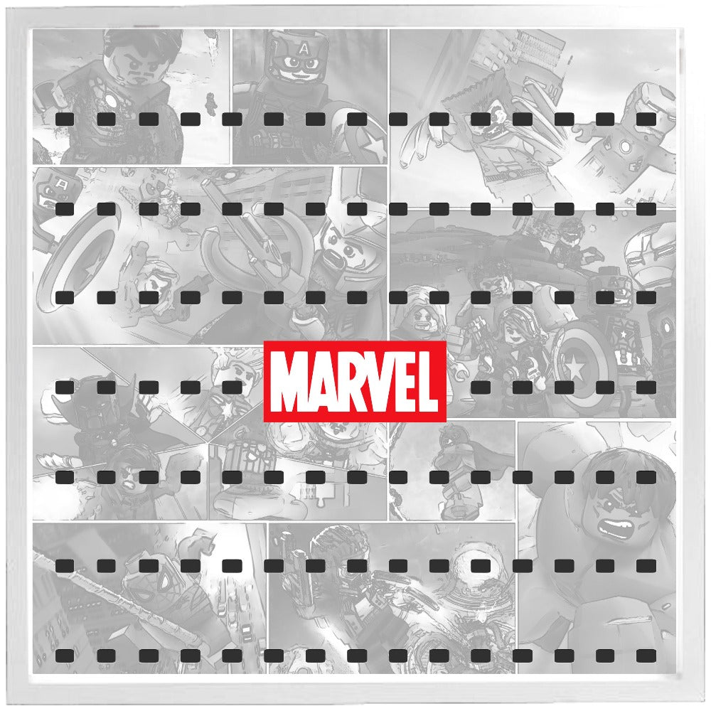 White Comic Large Frame for Lego® Marvel Super Heroes Minifigures - Display & Protect Your Collectible Minifigures - Perfect for Home Decor, Office Display & Gift Giving