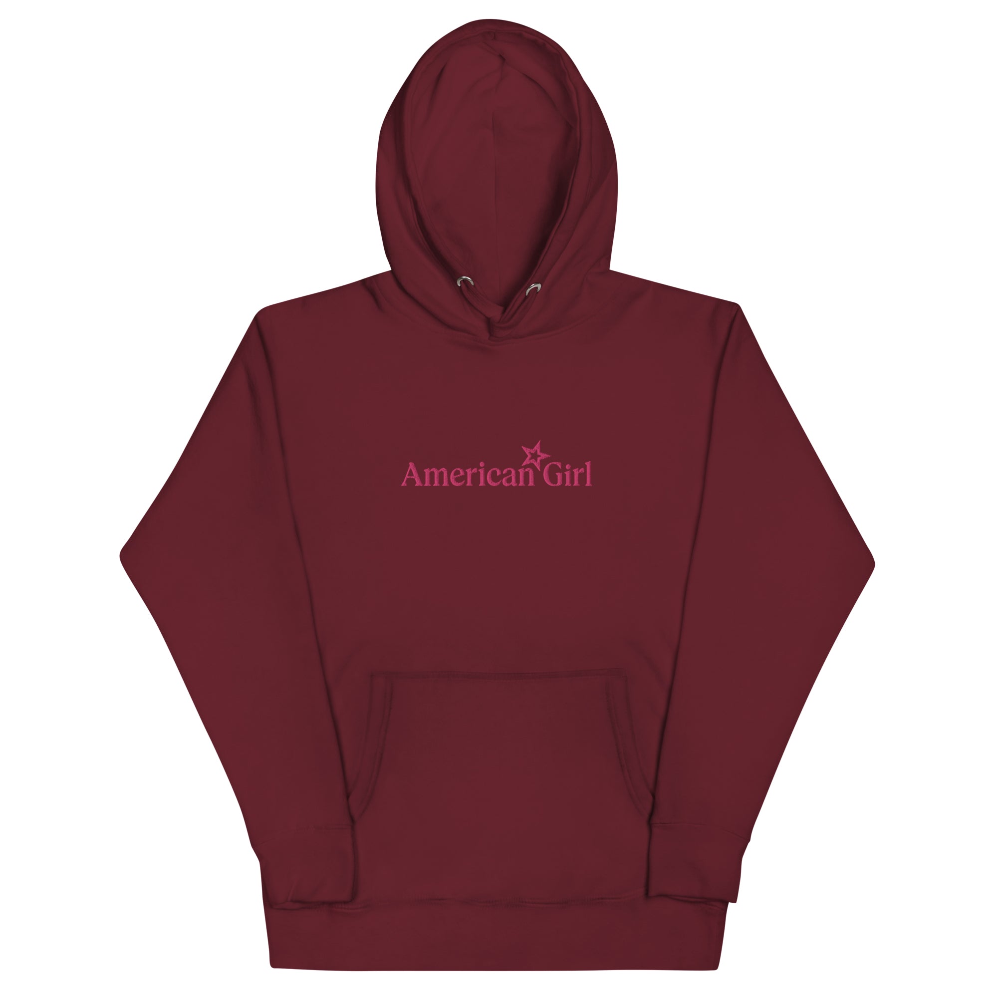 American Girl® Burgundy Hoodie for Women - Cozy Fleece Pullover with Front Pocket | Perfect for Casual Wear, Outdoor Activities & Lounge