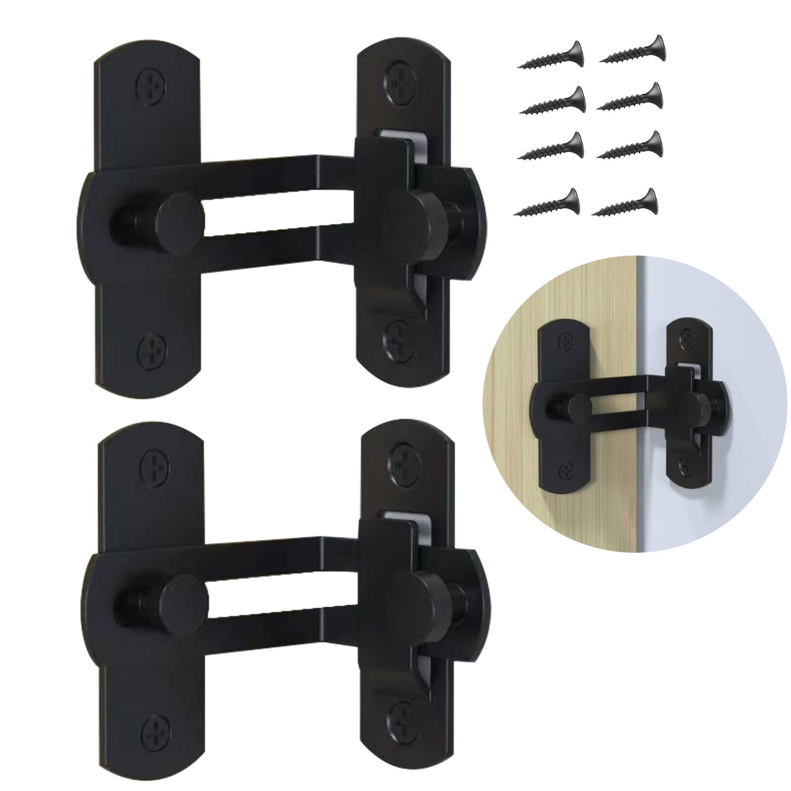 90 Degree Stainless Steel Flip Door Sliding Latch - Extra Large 37MM Safety Door Lock with Brushed Finish | Right Angle Curved Door Buckle for Cabinet, Wardrobe, Storage Box & Home Security