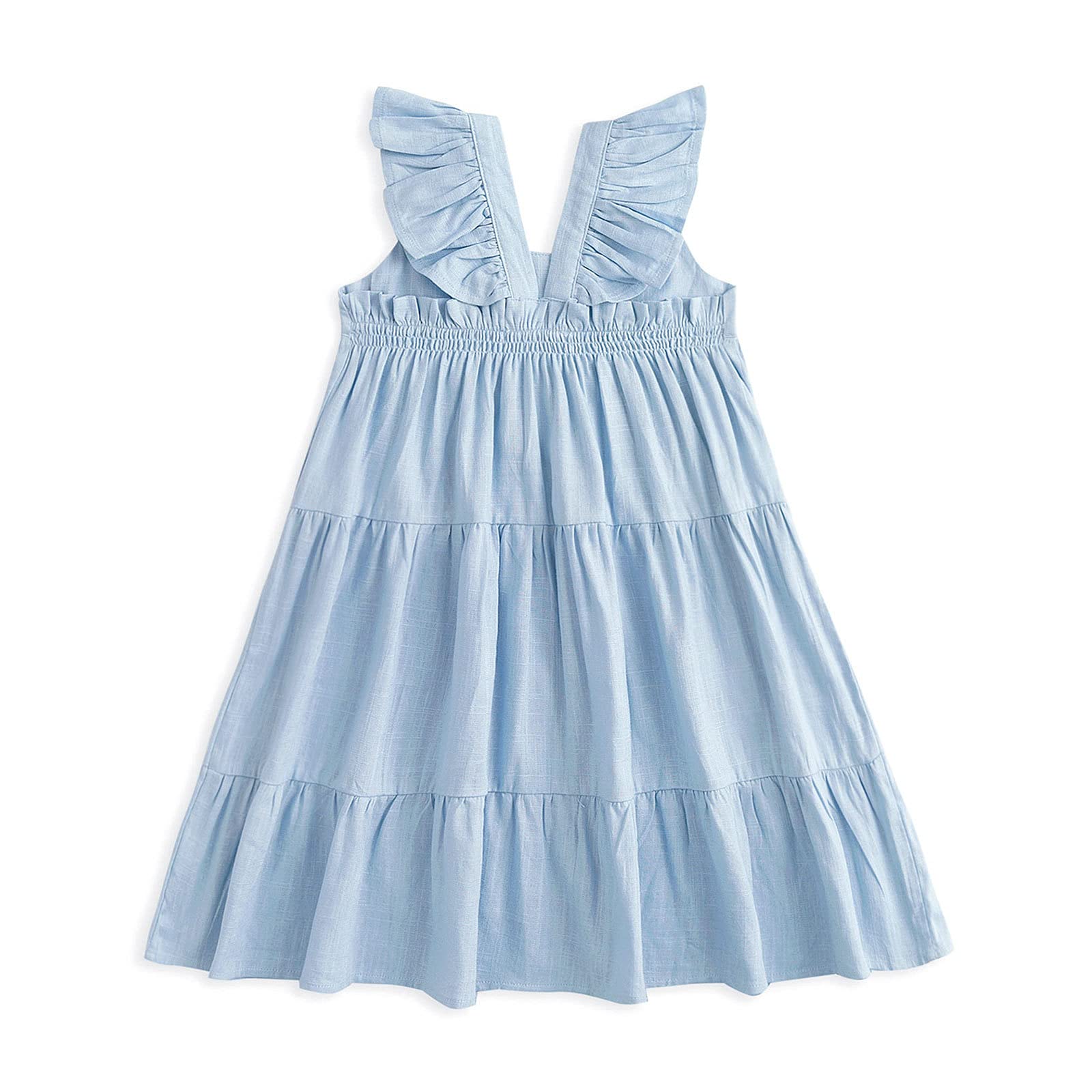 Curipeer Toddler Girls Linen Solid Dress with Smocking - Casual Sleeveless Summer Dress for Baby Girls 12M-8T - Perfect for Playdates, Beach Outings & Family Photos