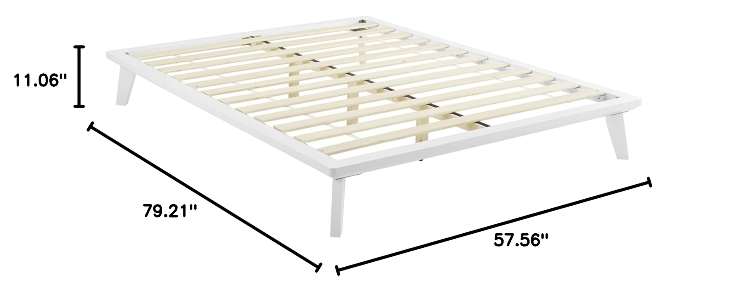 White Full Size Metro Wood Platform Bed Frame - Modern Minimalist Bedroom Furniture for Small Spaces & Apartments