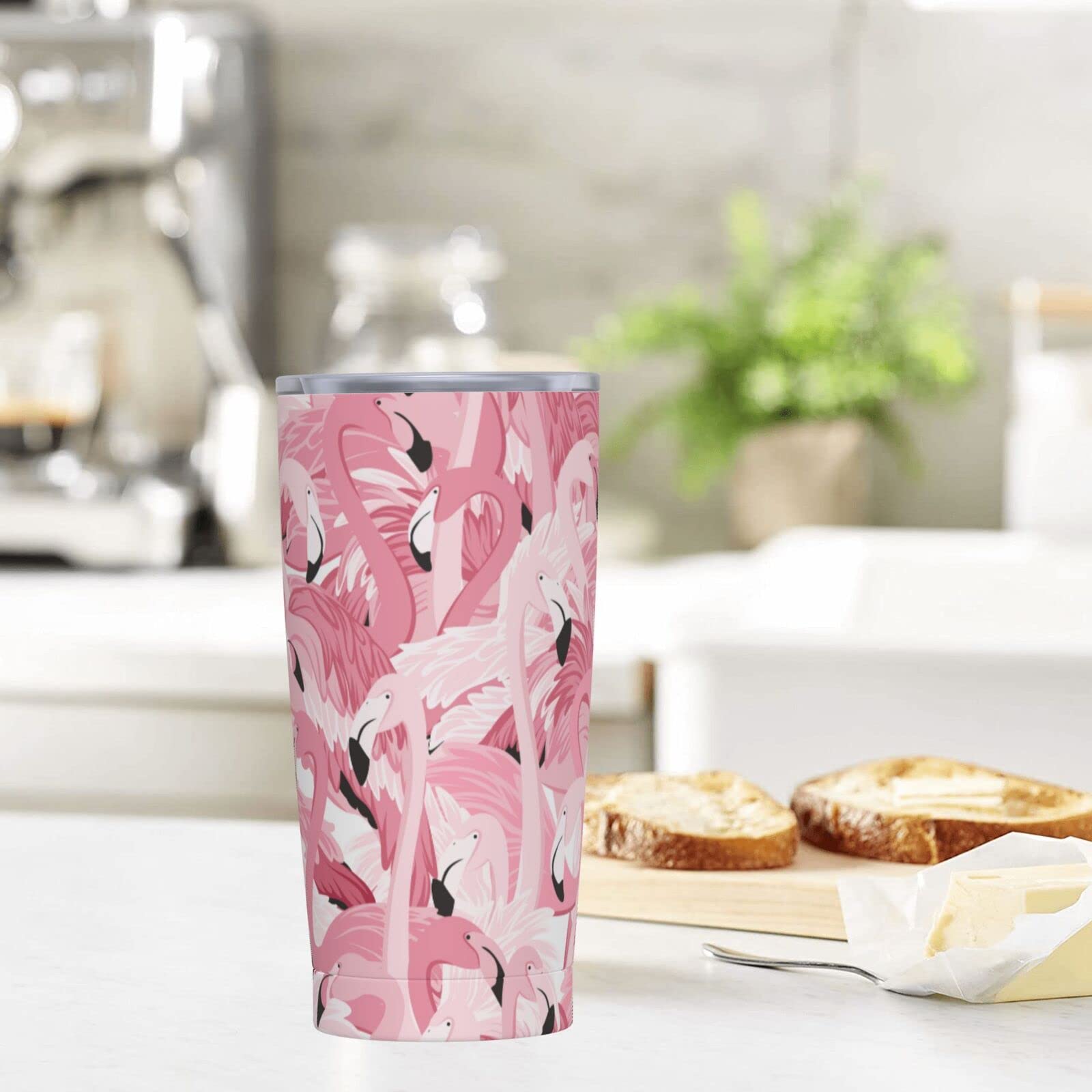 20 Oz Stainless Steel Vacuum Insulated Tumbler with Lid & Straw - Pink Flamingo Design - Keeps Drinks Hot/Cold for Hours - Perfect for Coffee, Tea & Smoothies - Great Gift for Mom, Dad & Travel Lovers - Ideal for Office, Commuting & Outdoor Adventures