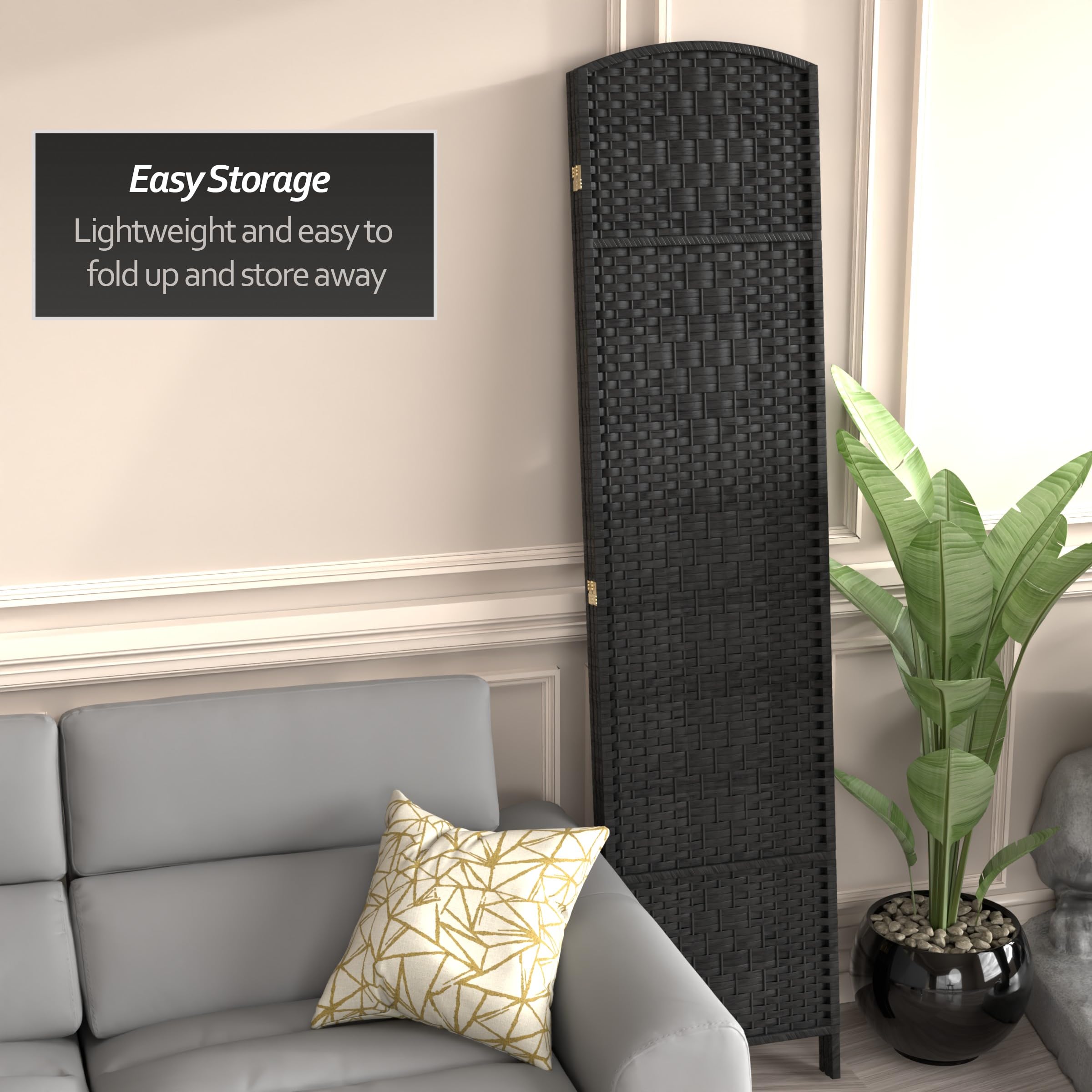 Black 3-Panel Red Lantern FB-7OPDM-BLK-3P Room Divider Screen - Perfect for Home Office, Living Room & Bedroom Privacy Partition