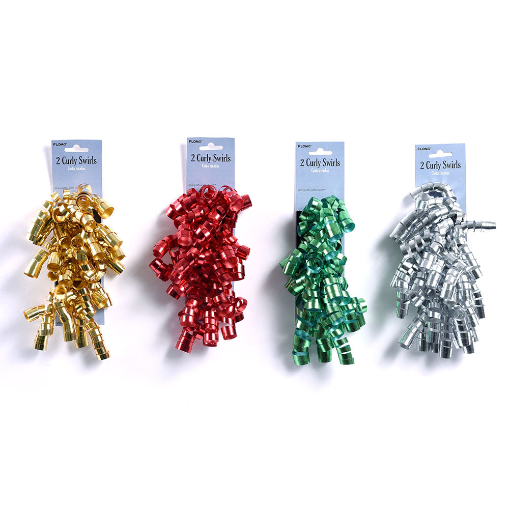 2 Pack Holiday Embossed Curling Ribbons for Gift Wrapping - Perfect for Christmas, Birthday Presents & Party Decorations