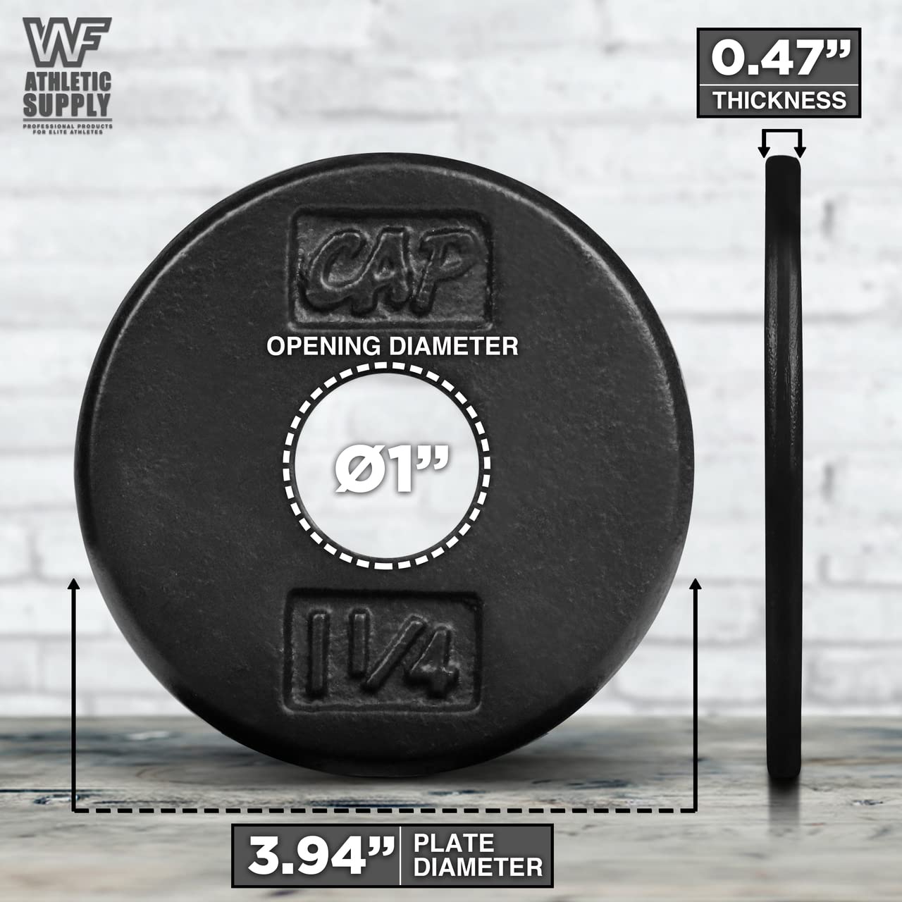 CAPHAUS Black Standard Solid Cast Iron Weight Plates 1-inch Center Hole for Standard Barbell & Dumbbell Handles - 1.25LB to 50LB (Multiple Sizes) - Perfect for Home Gym, Strength Training & Weightlifting Workouts