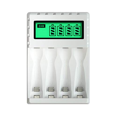 Jesnoe 4-Slot Smart Battery Charger for AA AAA NiCd NiMH Rechargeable Batteries - Fast Charging with Auto Shutoff - Perfect for Cameras, Toys, and Electronic Devices