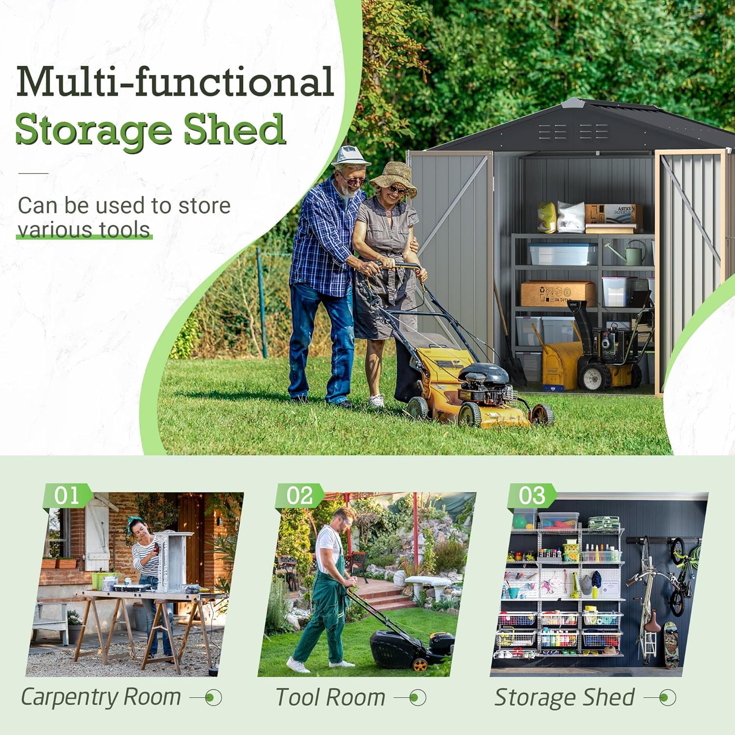 **Furniwell 6x4 FT Outdoor Metal Storage Shed - Brown Garden Shed with Lockable Door for Backyard, Patio & Lawn - Perfect for Storing Tools, Equipment & Seasonal Items**