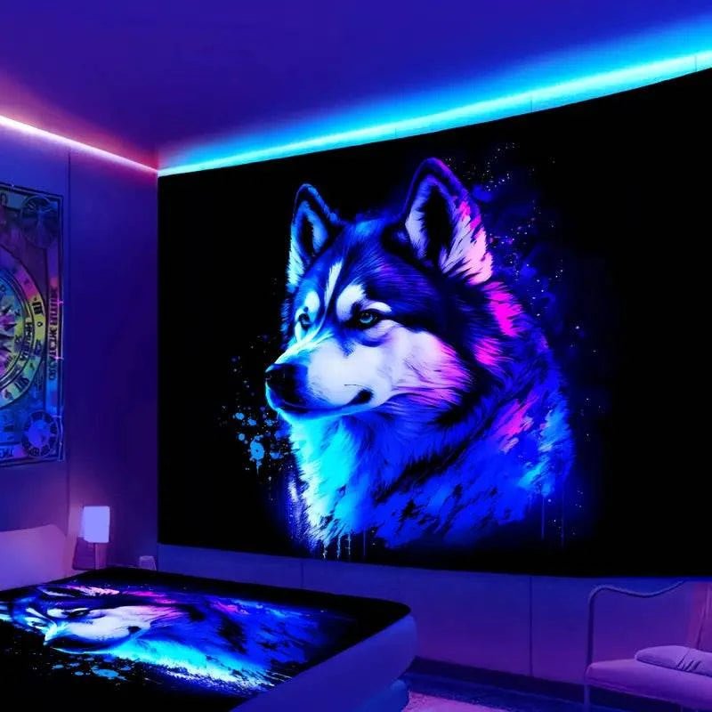 Wolf Totem Official Glow in the Dark Tapestry - UV Reactive Wall Art Decor for Bedroom, Living Room & Dorm Room