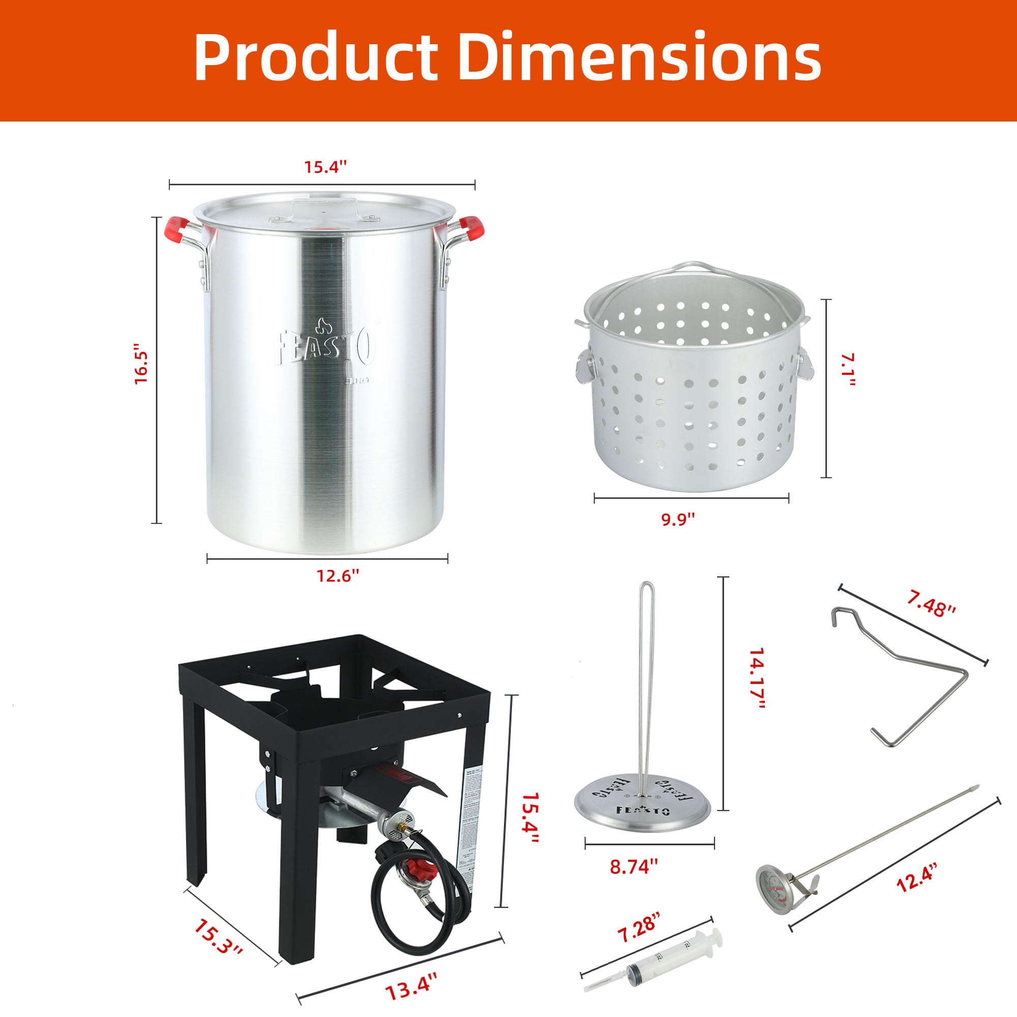 30QT Turkey Fryer & Fish Fryer Set with Basket - CSA Certified Outdoor Cooking Kit, 50,000 BTU Propane Burner for Thanksgiving, Camping & Backyard BBQs - Perfect for Deep Frying Turkey, Seafood & Chicken