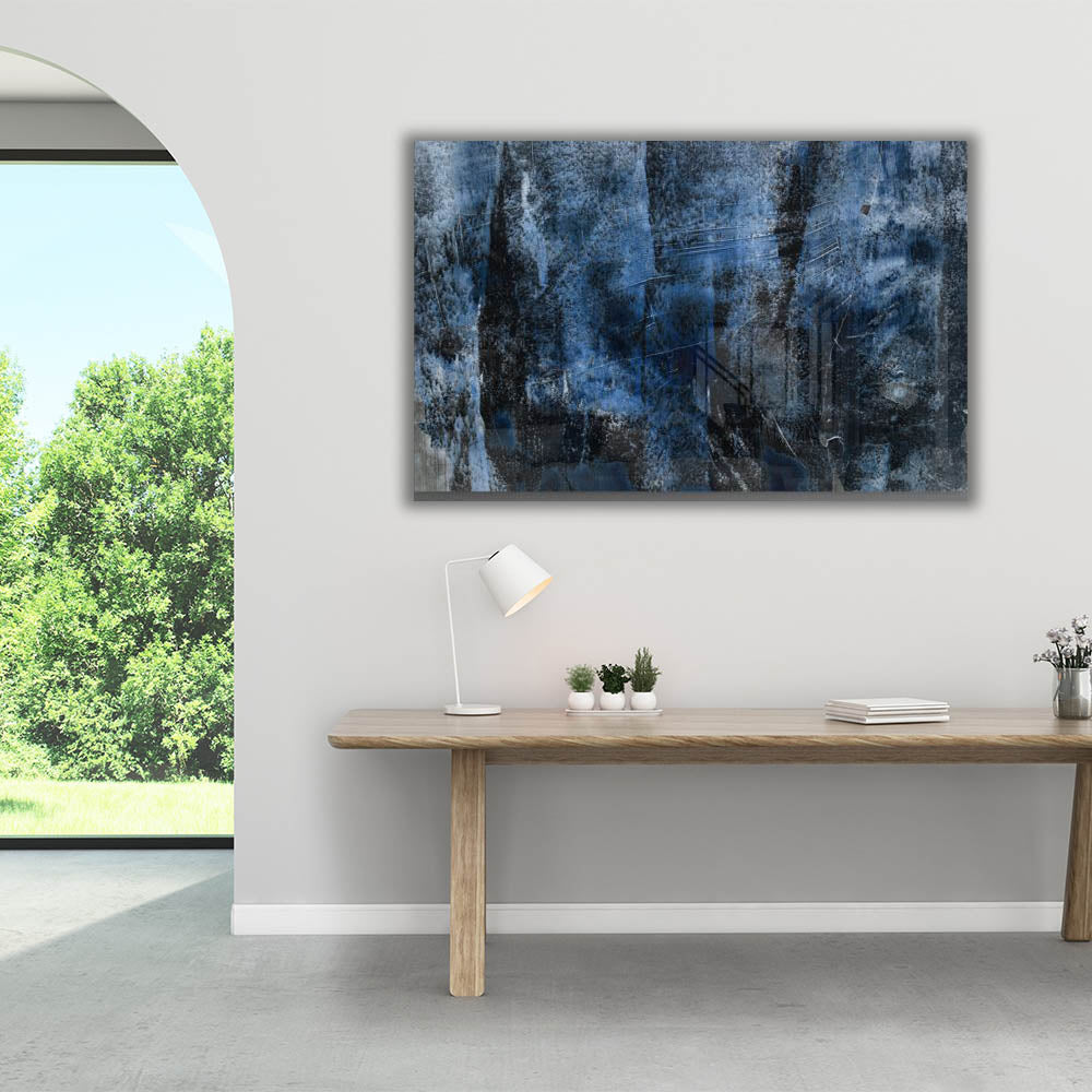 Abstract Black & Blue Wall Art Canvas Painting - Modern Home Decor for Living Room, Bedroom & Office - Perfect for Adding Stylish Elegance to Any Space