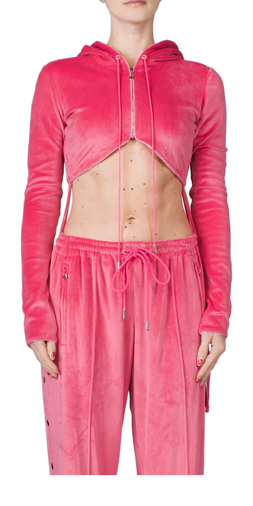 Cropped Zip Up Velour Hoodie for Women - Soft & Cozy Lounge Hooded Sweatshirt - Perfect for Yoga, Gym & Casual Wear