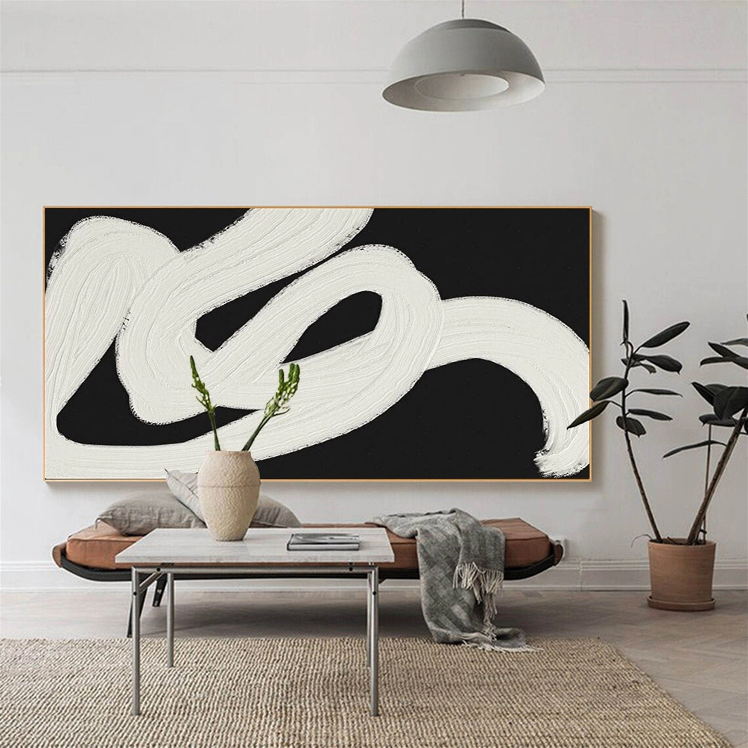 Modern Black and White Textured Minimalist Wall Art Print #MZ066 - Perfect for Living Room, Bedroom & Office Decor