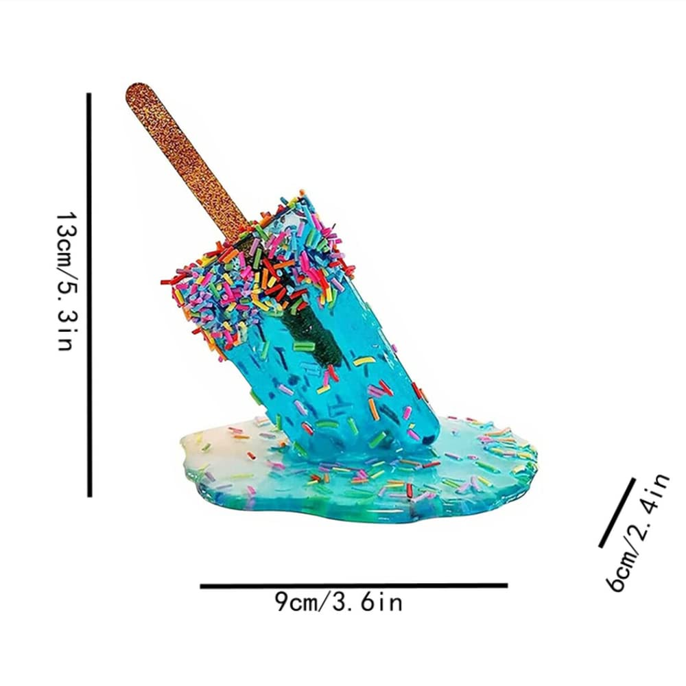 YunQin Melting Popsicle Resin Ornaments - Creative Ice Cream Shaped Home Decor for Living Room, Office & Coffee Shop - Handmade Craft Accessories (Blue) - Perfect for Summer Parties, Gift Giving & DIY Projects