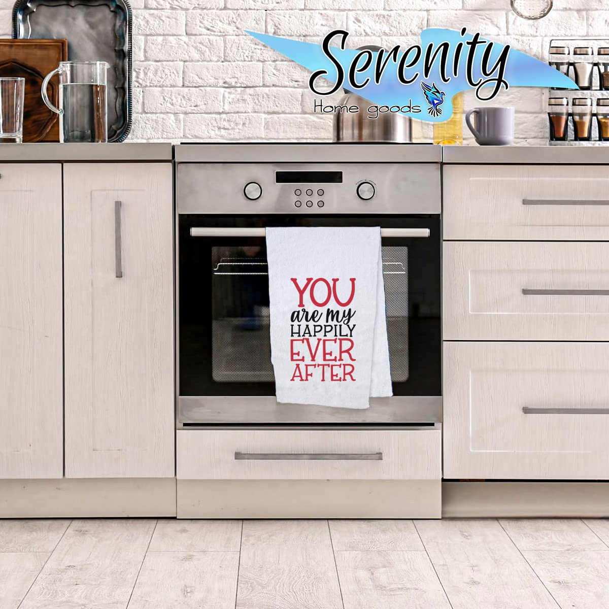 Valentine's Day Themed Decorative Hand Towel Set for Kitchen & Bathroom - White Embroidered 