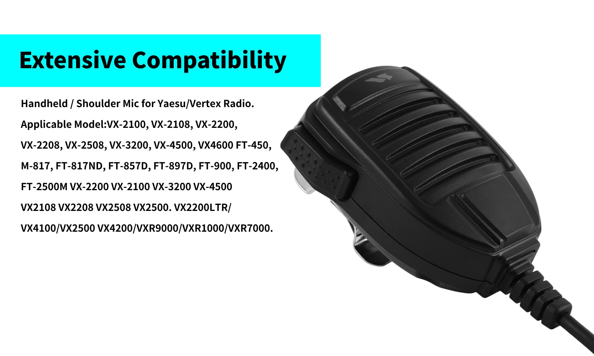 2 Pack MH-67A8J Handheld Speaker Microphone for Yaesu/Vertex Radio VX2500 VX2508 VX2208 VX2108 - 8 Pin Shoulder Mic with Portable Speaker for Outdoor Communication, Public Safety & Emergency Response