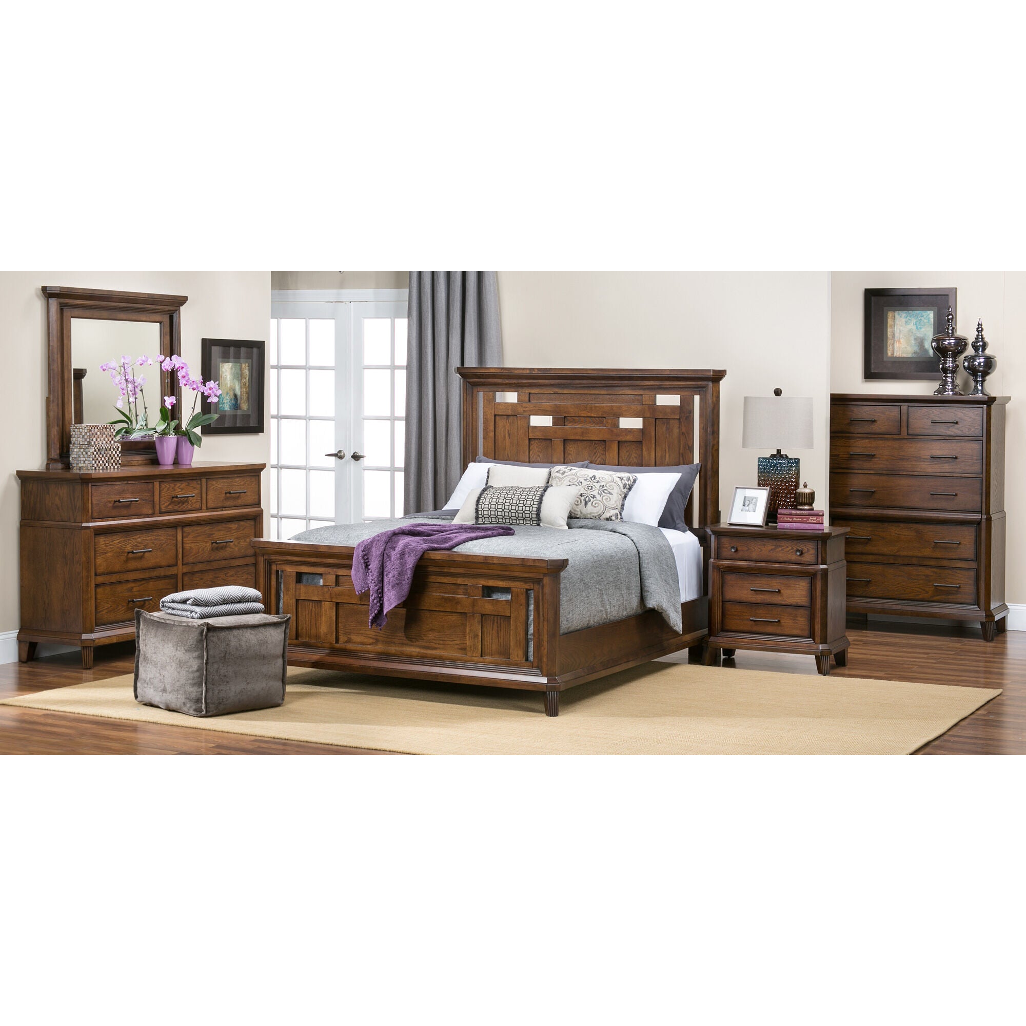 Acorn Hill 4-Piece Bedroom Furniture Set - Modern Bed Frame, Nightstand, Dresser & Mirror for Home Decor | Perfect for Master Bedroom or Guest Room