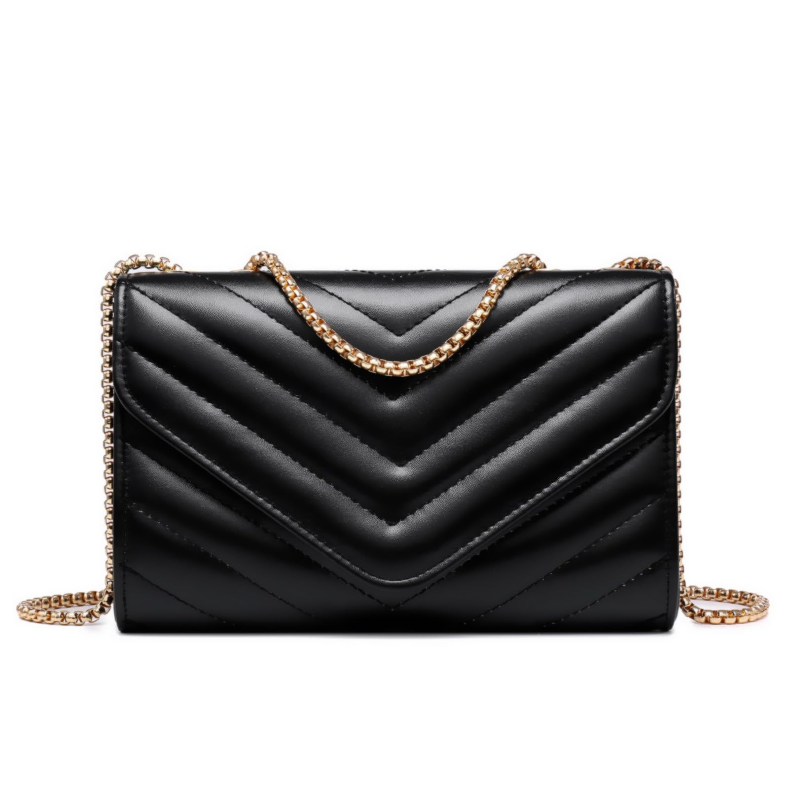 Dasein Women's Small Quilted Crossbody Bag - Stylish Designer Evening Clutch Purse with Chain Shoulder Strap for Parties, Date Night & Special Occasions
