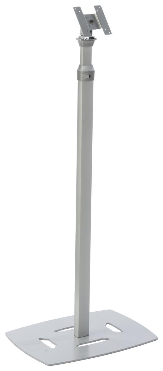 Adjustable VESA Floor Stand for iPad & Monitor - 75x75mm & 100x100mm Mount - Silver Aluminum Stand for Home Office, Studio & Classroom Use