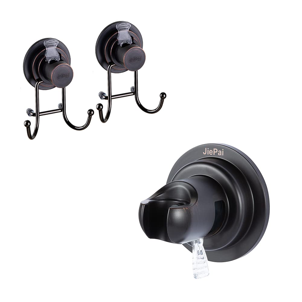 **JiePai Suction Cup Shower Head Holder - Vacuum Suction Cup Hooks for Bath Towel, Wall Towel Rack Organizer - Perfect for Kitchen, Bathroom & Shower Organization**