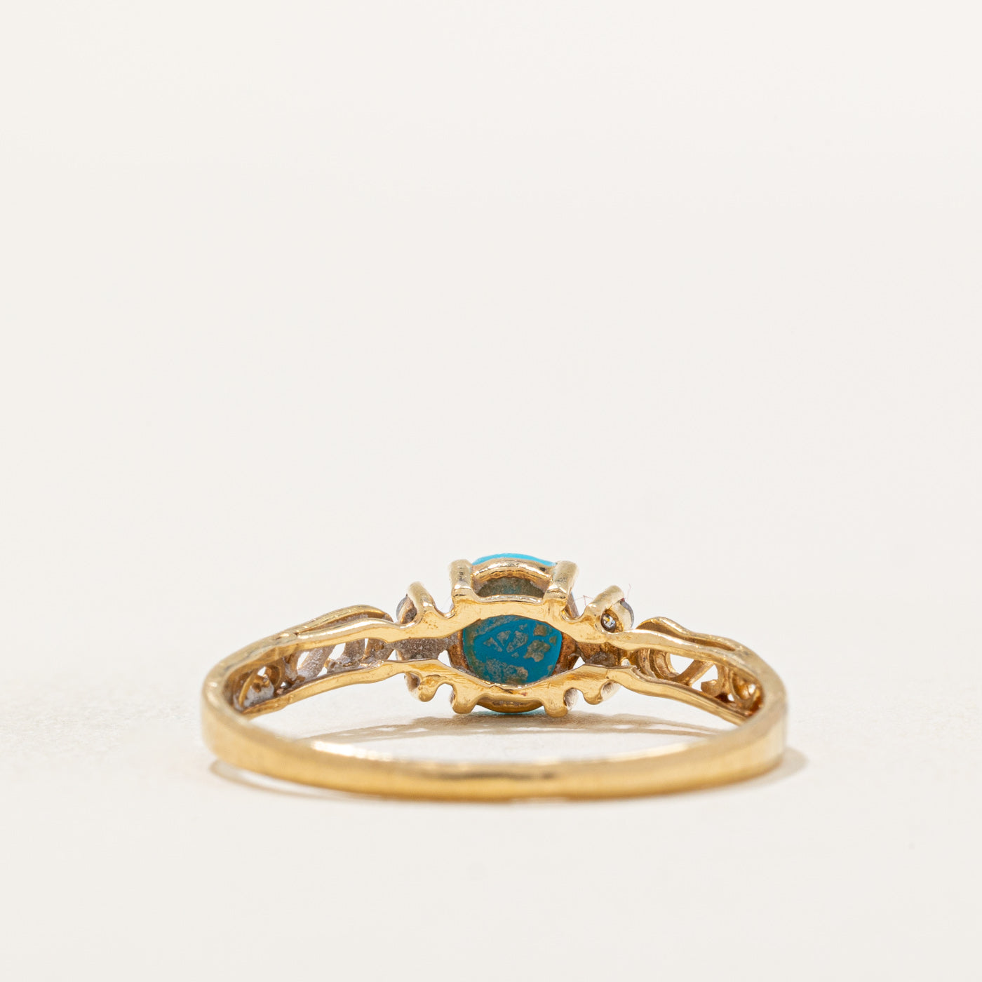 Turquoise and Diamond Ring - 0.30ct Center Stone with 0.02ctw Accents - Size 6.75 - Elegant Birthstone Jewelry for Women - Perfect for Anniversary Gifts, Valentine's Day & Special Occasions