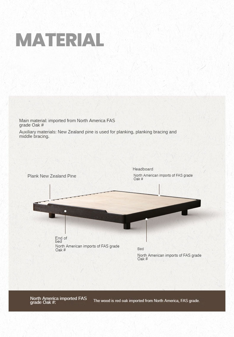 Oak Solid Wood Floating Platform Bed - Modern Minimalist American Light Bed Frame, No Headboard - Perfect for Small Bedrooms & Contemporary Home Decor