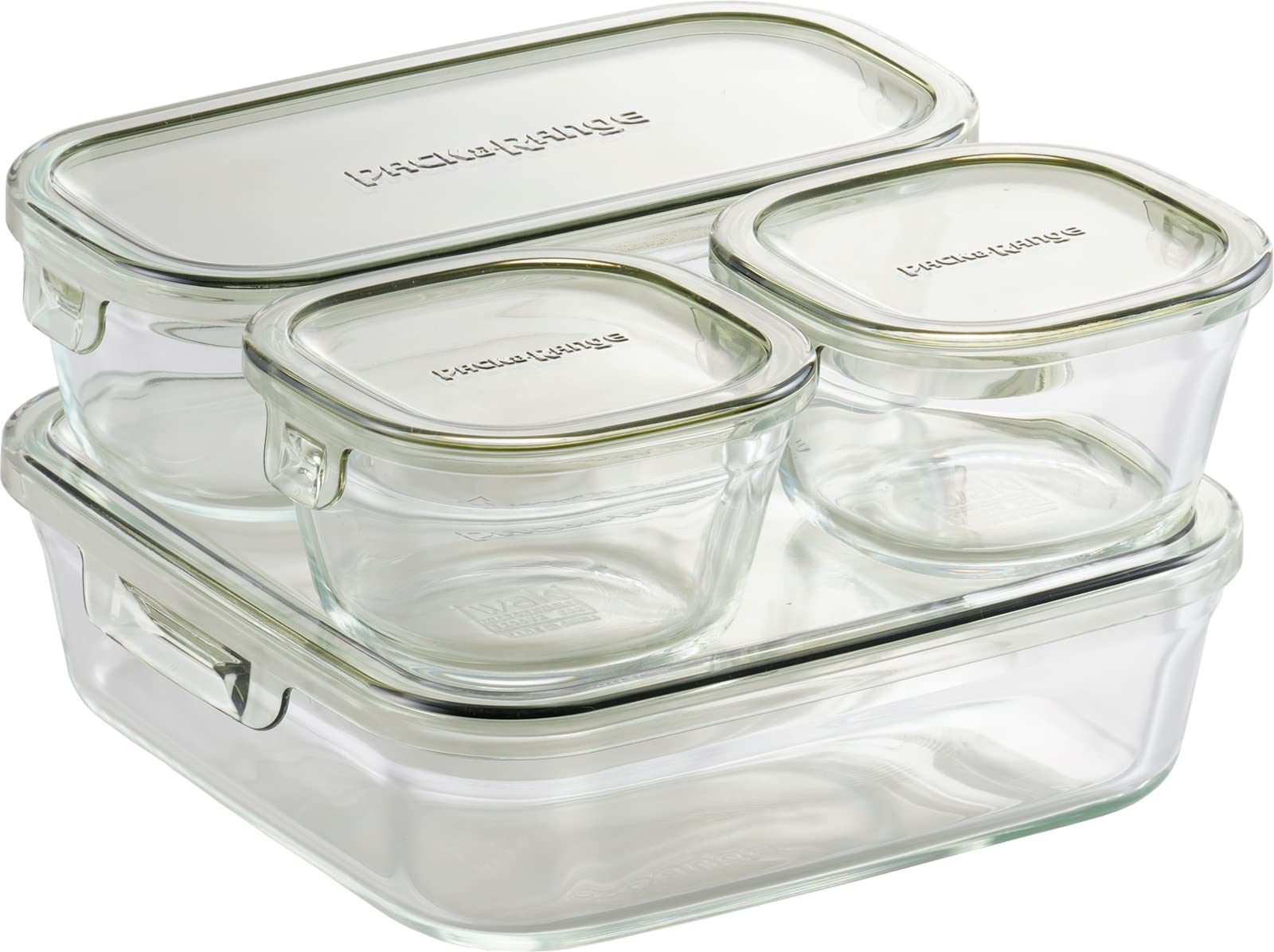iwaki PC-PRN4G42 Heat Resistant Glass Food Storage Container Set - Olive Green, Microwave & Freezer Safe, Perfect for Meal Prep, Leftovers & Pantry Organization (Mini Pack & Range System)