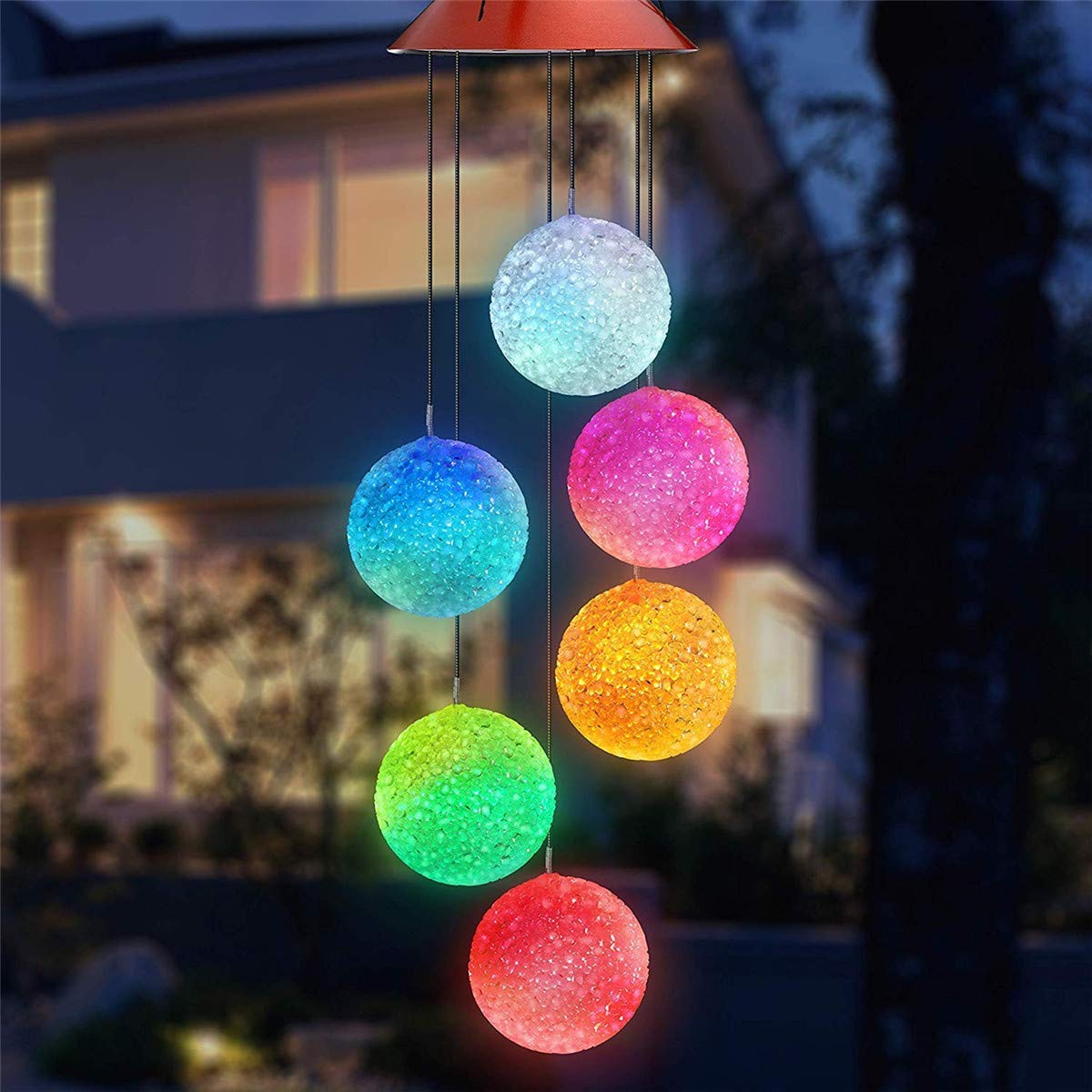 Solar Wind Chime with LED Color Changing Lights - Outdoor Solar Powered Decor for Patio, Garden, Yard & Home - Perfect for Romantic Evenings & Relaxing Outdoor Spaces