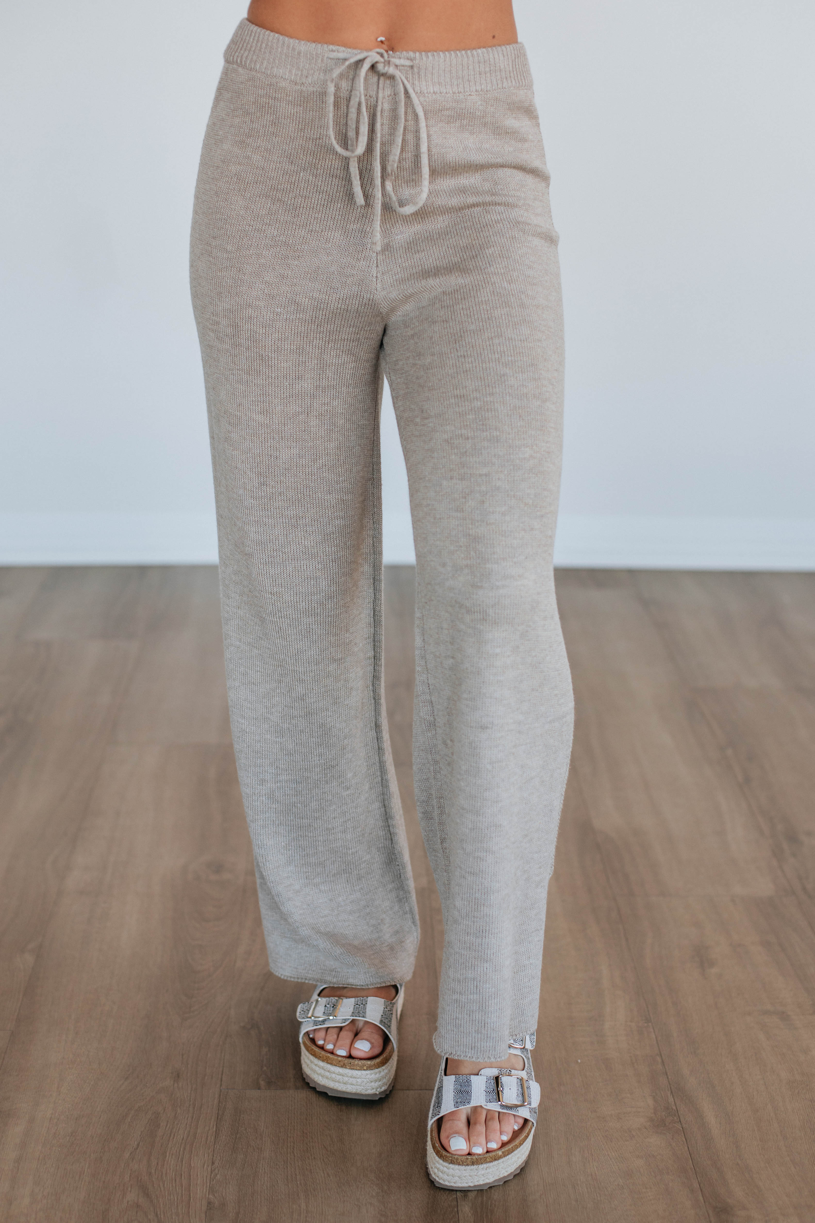 Bodhi Knit Pants for Women - Soft Comfortable Stretchy Lounge Pants in Taupe - Perfect for Yoga, Travel and Relaxing at Home