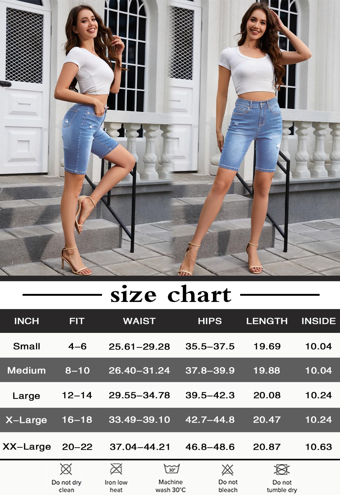 Women's Casual Summer Bermuda Shorts - Elastic Waist Denim Shorts for Women | Perfect for Beach, Travel & Everyday Wear