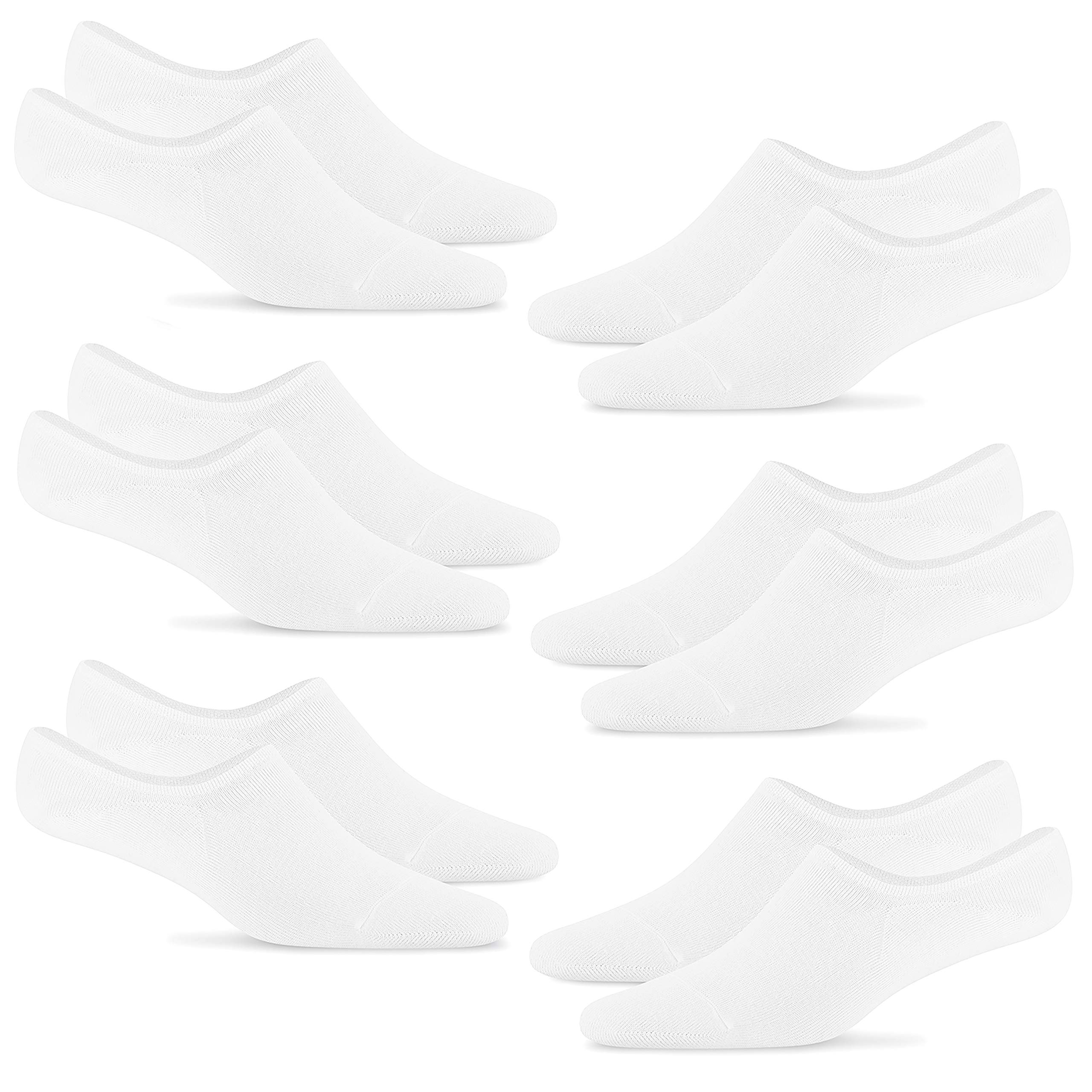 No Show Socks for Men & Women - Invisible Low Cut Anti Slip Loafer Socks - Breathable Non Sweat Comfort Socks - Perfect for Sneakers, Loafers & Dress Shoes (White, Men 7-12, Women 8.5-13.5)