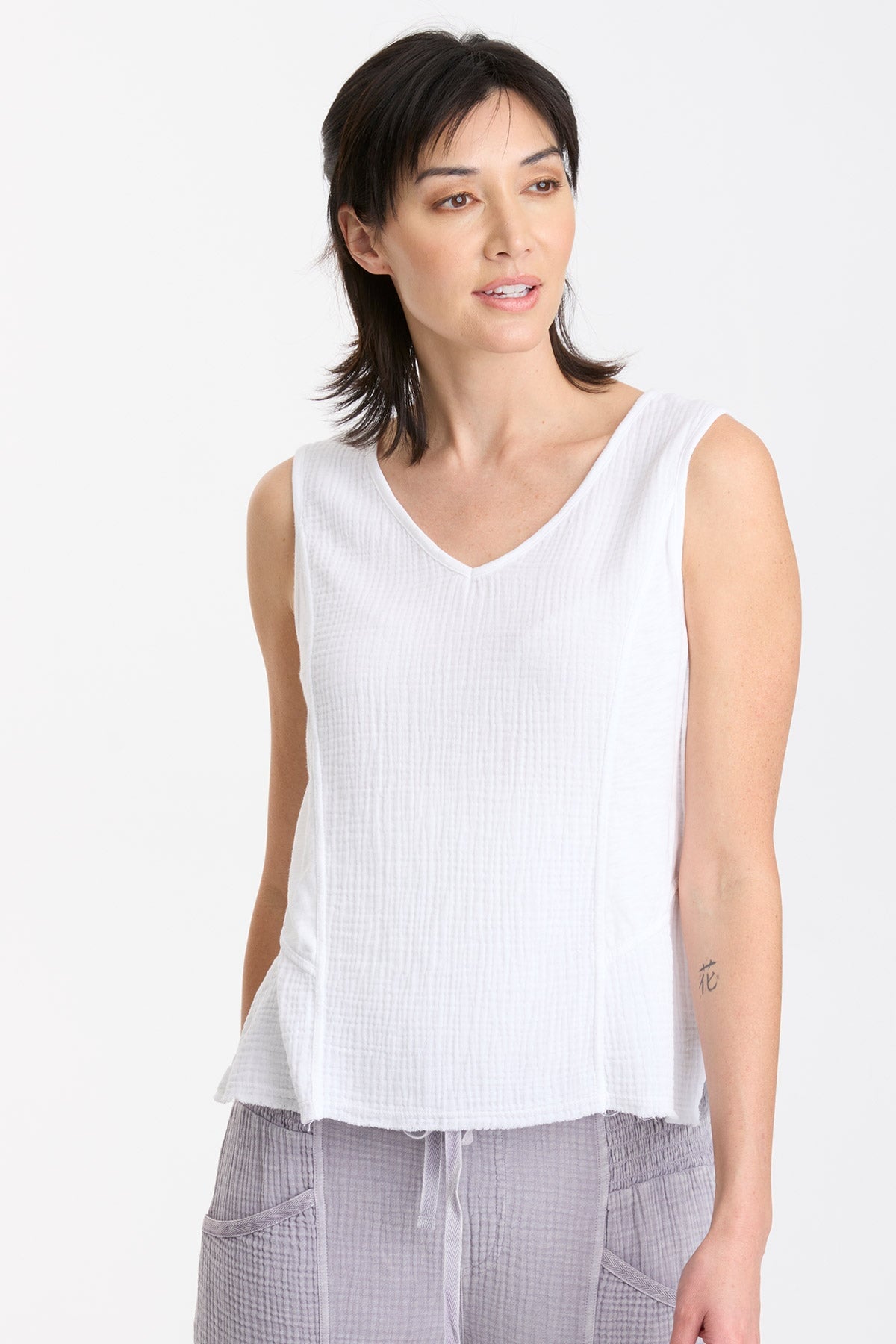 Quennel White Tank Top for Women - Soft Cotton Casual Shirt - Perfect for Summer, Gym, and Everyday Wear