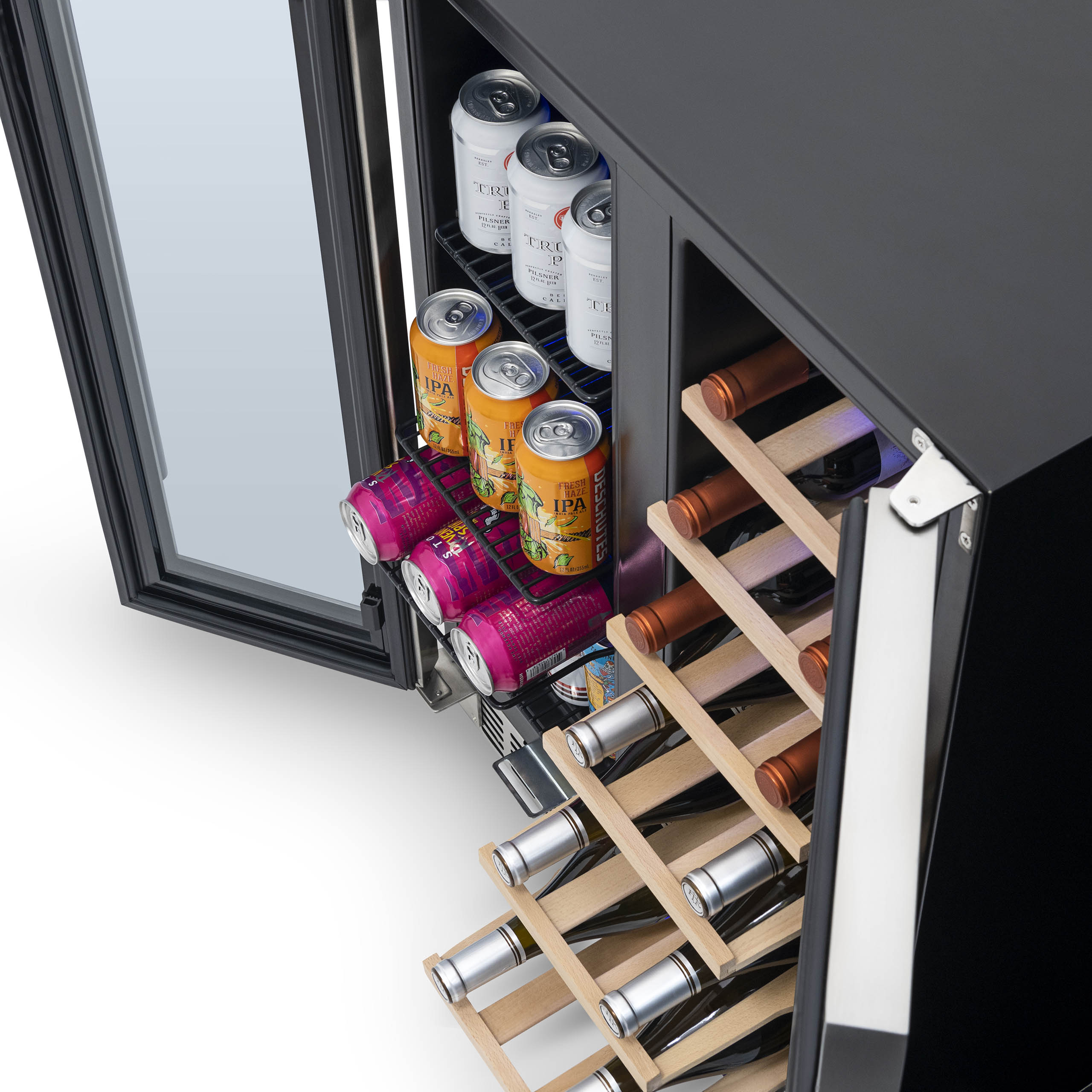 Newair® 58 Can 18 Bottle Dual Zone Built-In Beverage Cooler Refrigerator - Perfect for Wine, Beer & Soda Storage in Home Bars, Offices & Man Caves