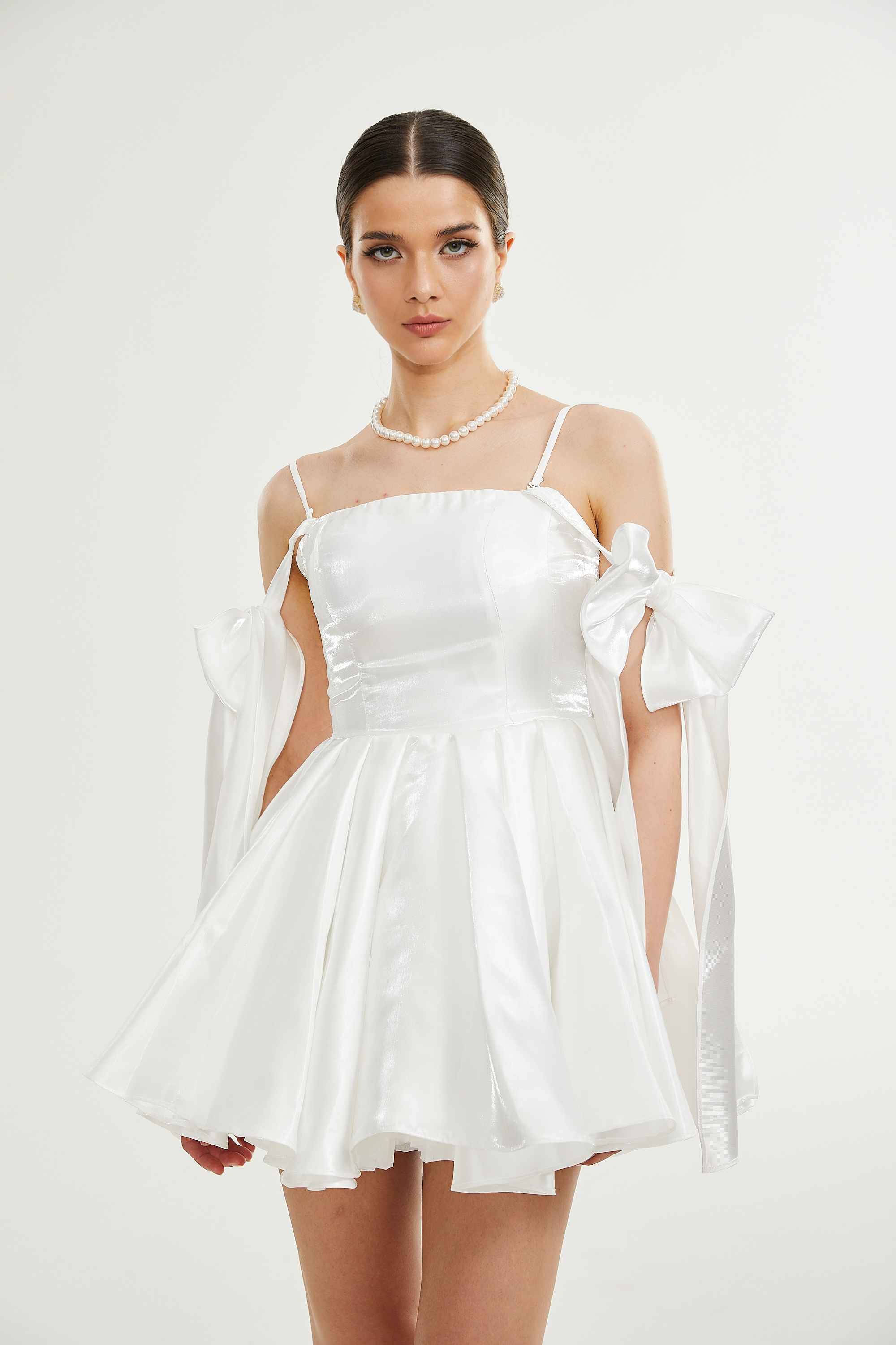 Catiana Bow Detail Flared Dress - Elegant Women's Party & Wedding Guest Dress for Special Occasions