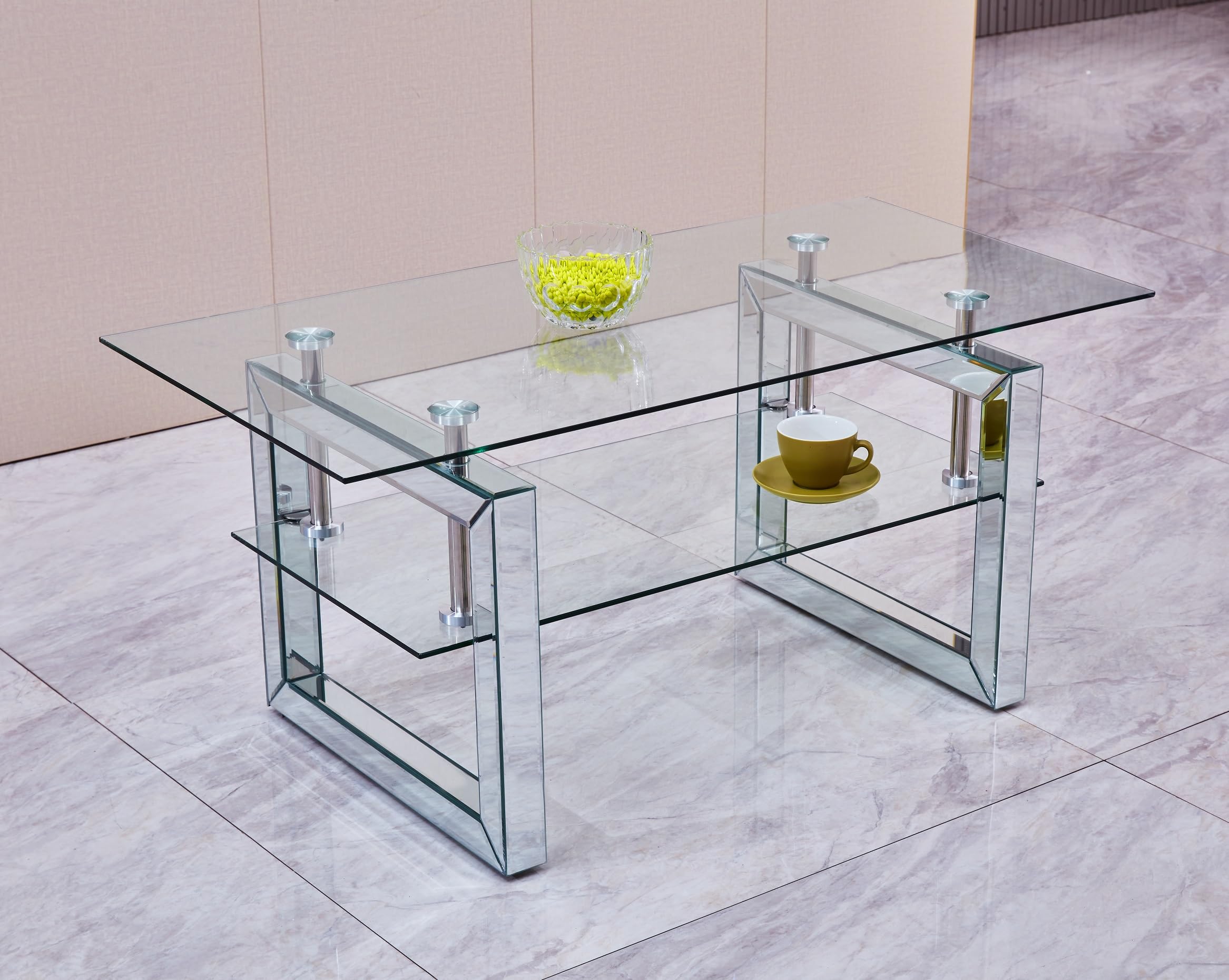 Modern Glass Coffee Table for Living Room & Office - 39.4